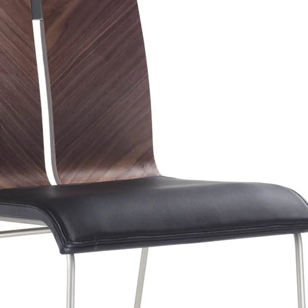 Set of Two Black and Silver Upholstered Faux Leather Dining Side Chairs Homeroots Kitchen & Dining