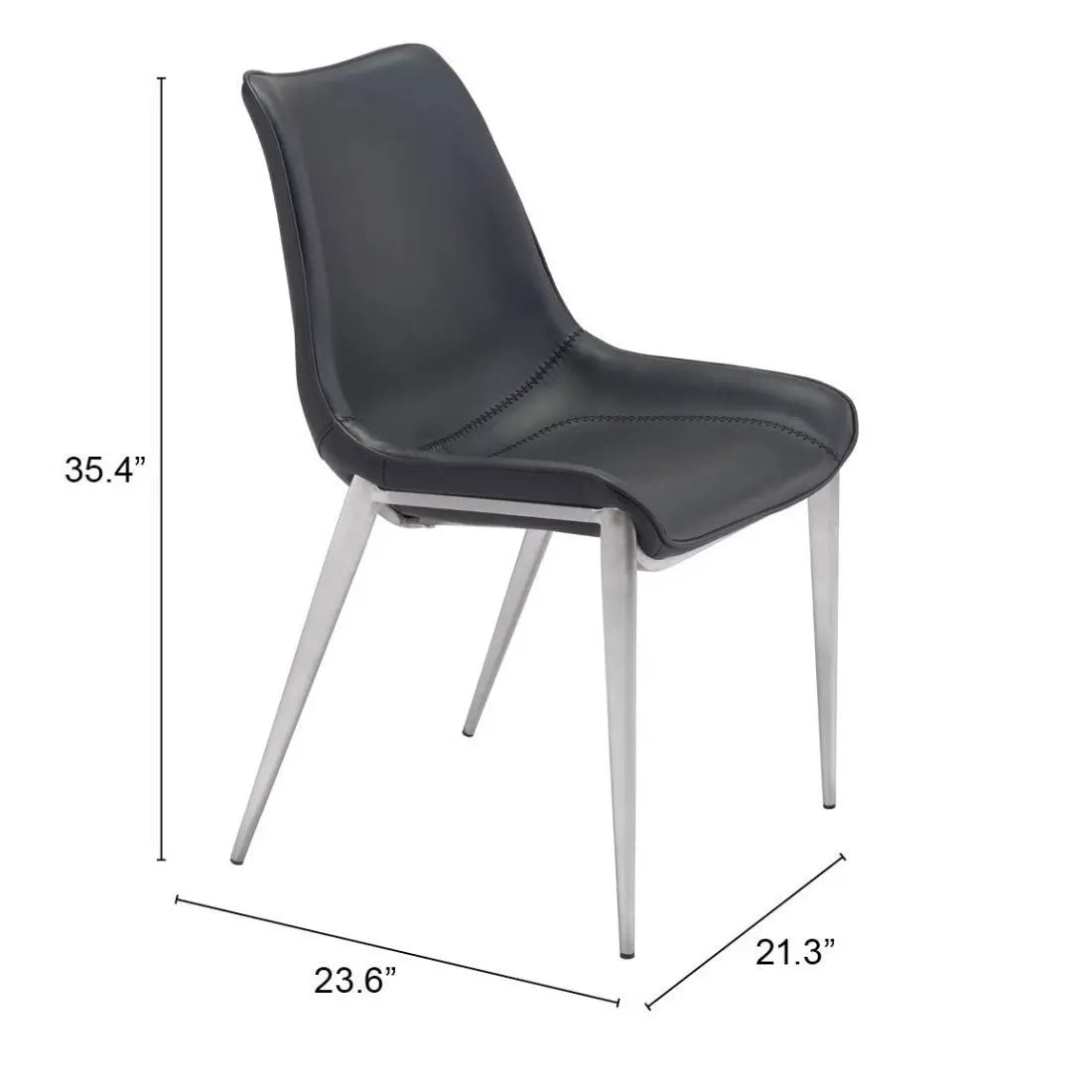 Set of Two Black and Silver Upholstered Faux Leather Dining Side Chairs Homeroots Kitchen & Dining