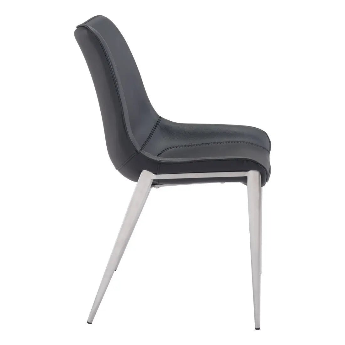 Set of Two Black and Silver Upholstered Faux Leather Dining Side Chairs Homeroots Kitchen & Dining