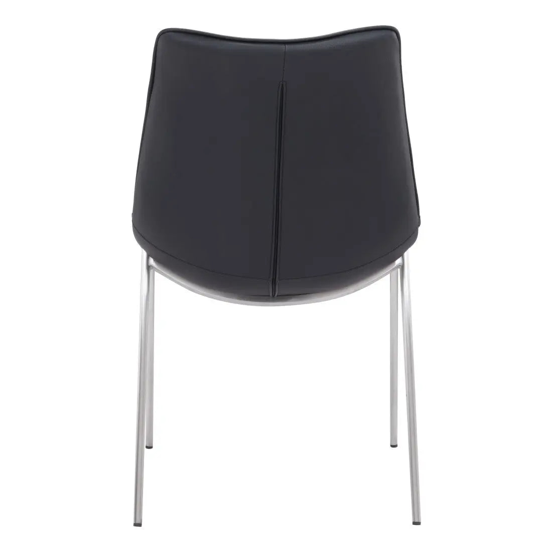 Set of Two Black and Silver Upholstered Faux Leather Dining Side Chairs Homeroots Kitchen & Dining