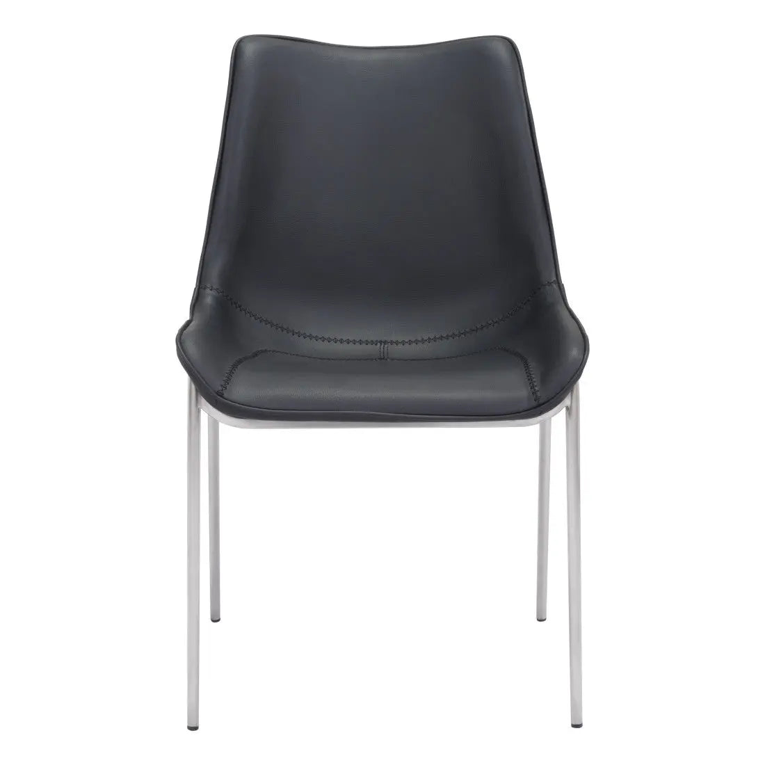 Set of Two Black and Silver Upholstered Faux Leather Dining Side Chairs Homeroots Kitchen & Dining