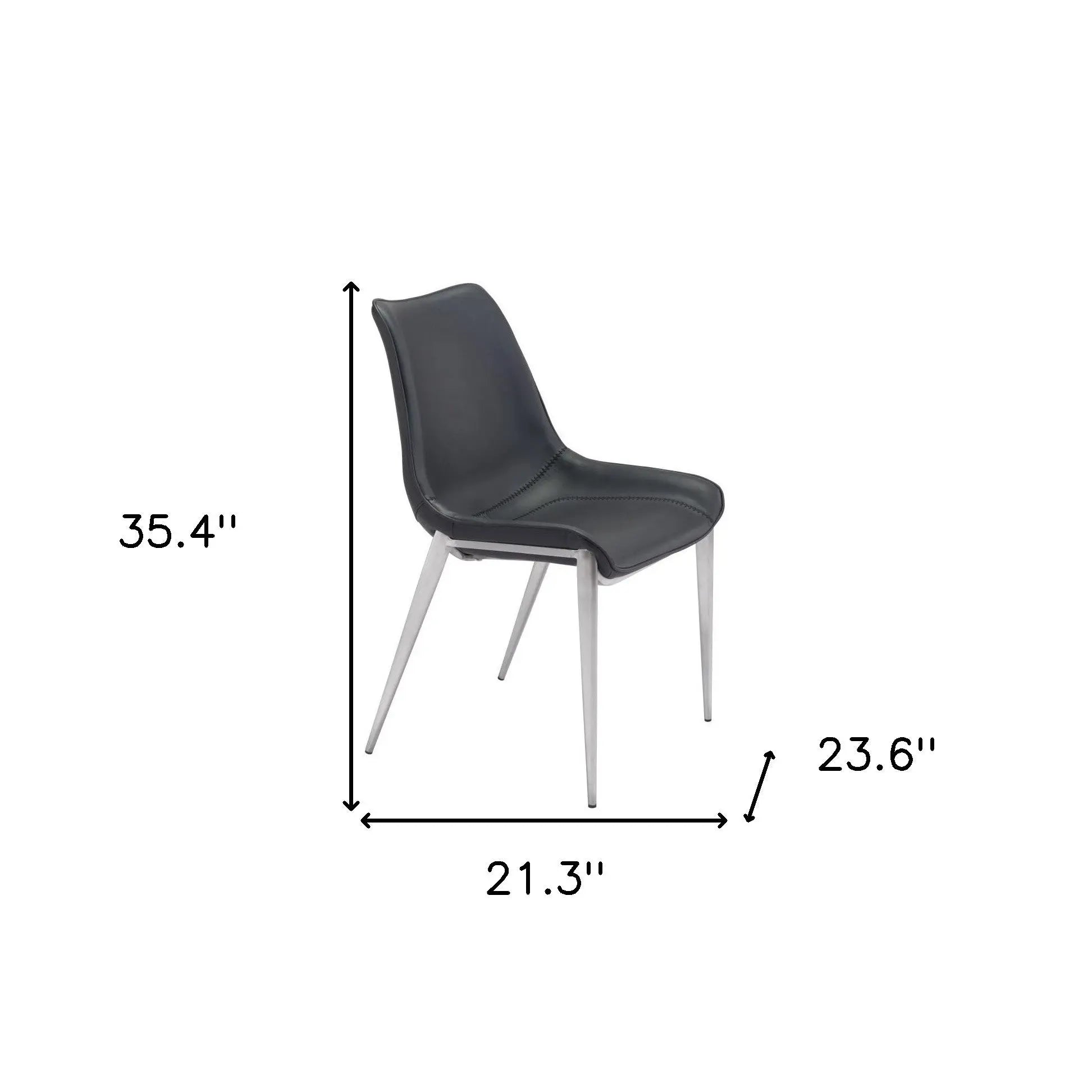Set of Two Black and Silver Upholstered Faux Leather Dining Side Chairs Homeroots Kitchen & Dining
