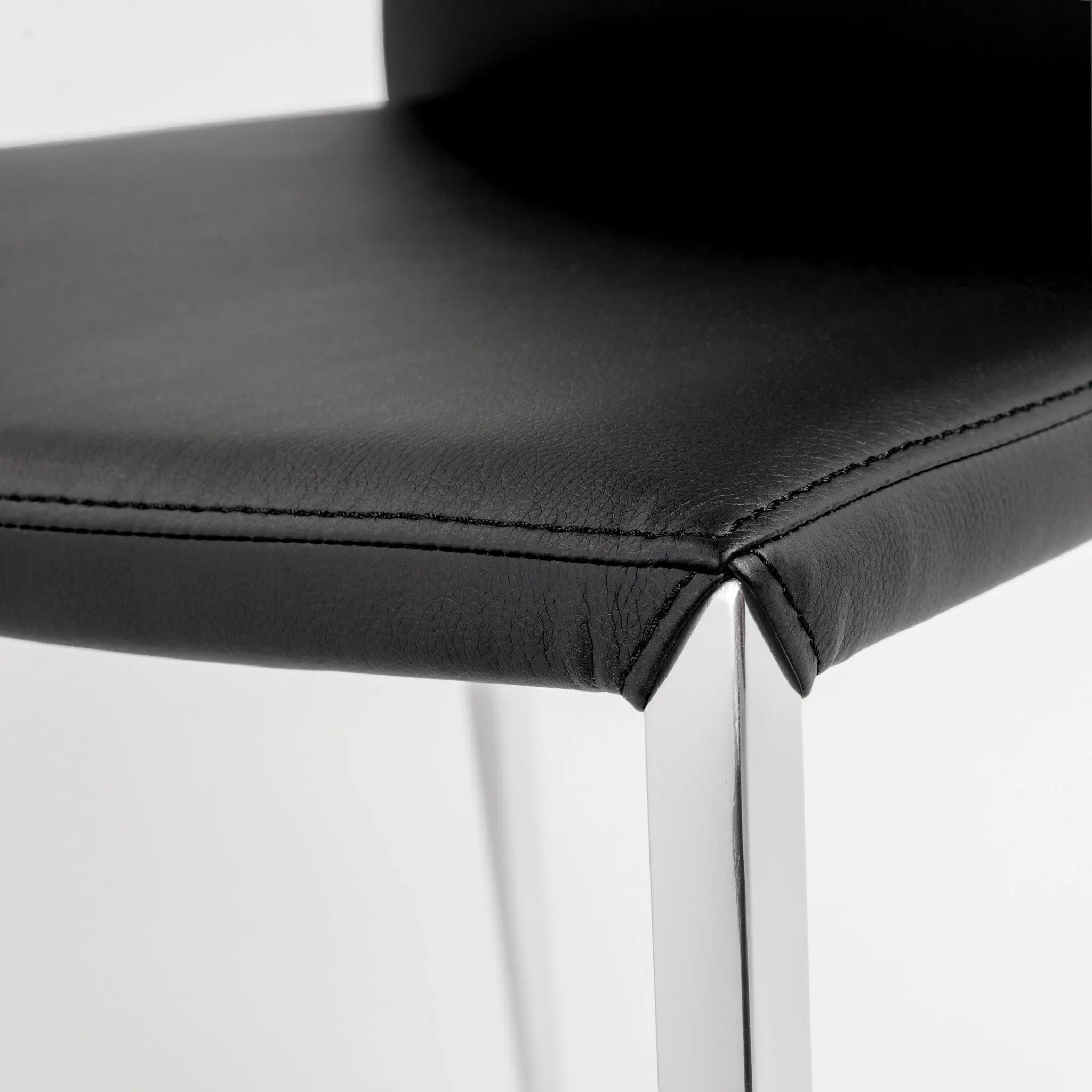 Set of Two Black and Silver Upholstered Faux Leather Dining Side Chairs Homeroots Kitchen & Dining