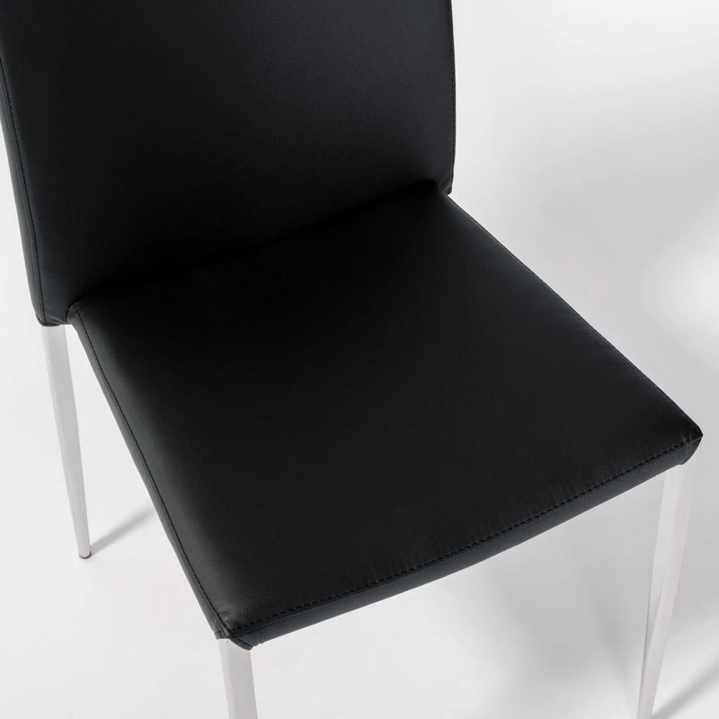 Set of Two Black and Silver Upholstered Faux Leather Dining Side Chairs Homeroots Kitchen & Dining