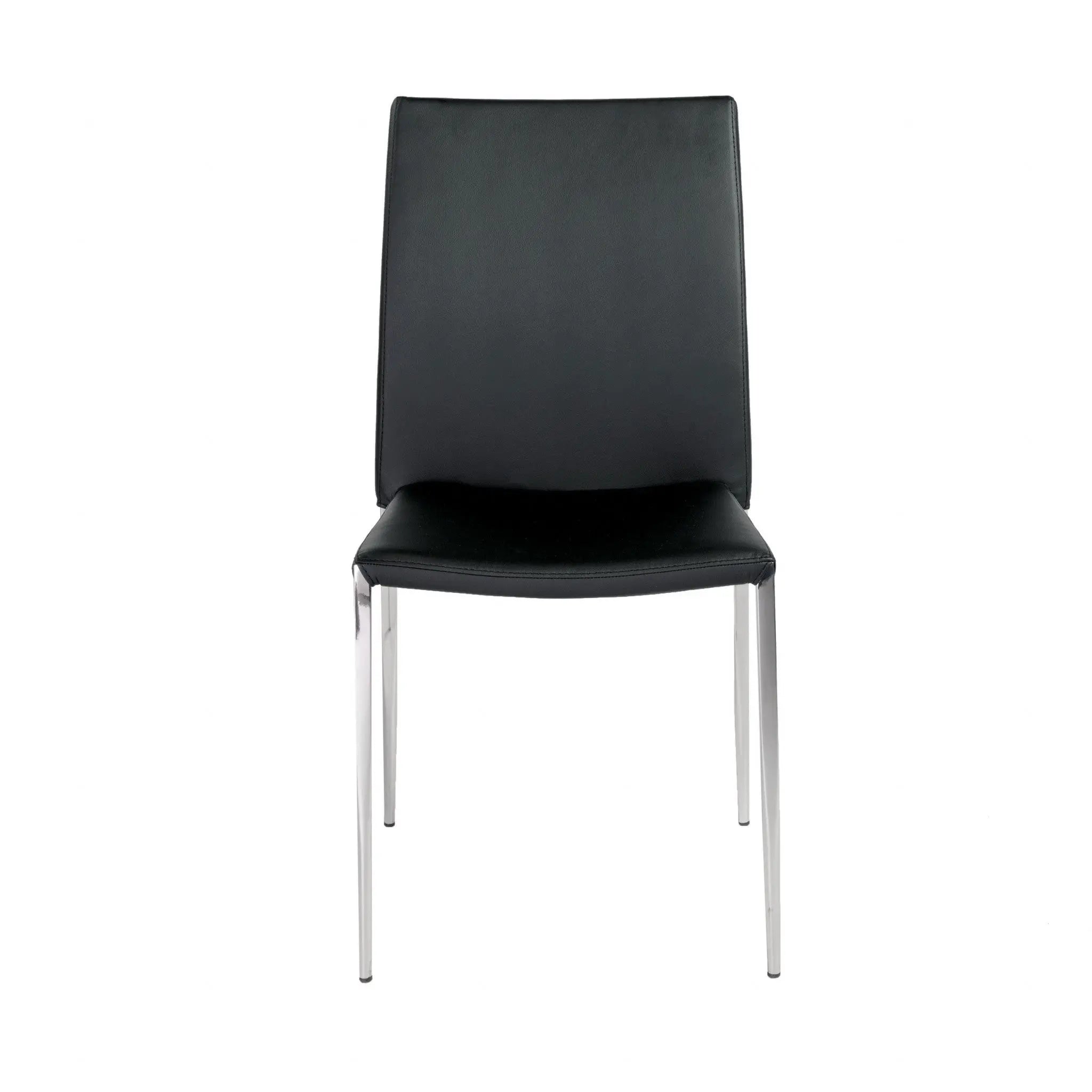Set of Two Black and Silver Upholstered Faux Leather Dining Side Chairs Homeroots Kitchen & Dining
