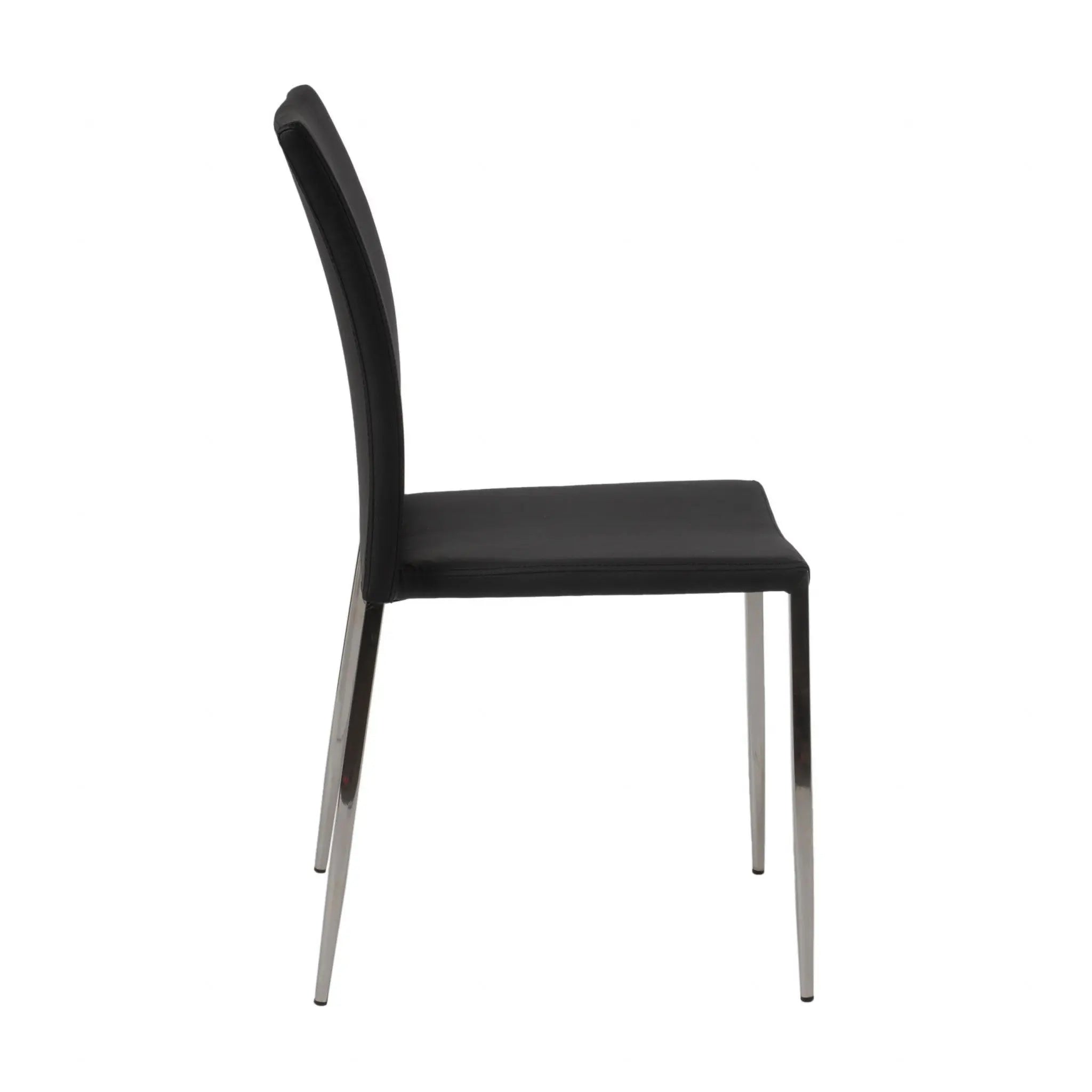 Set of Two Black and Silver Upholstered Faux Leather Dining Side Chairs Homeroots Kitchen & Dining