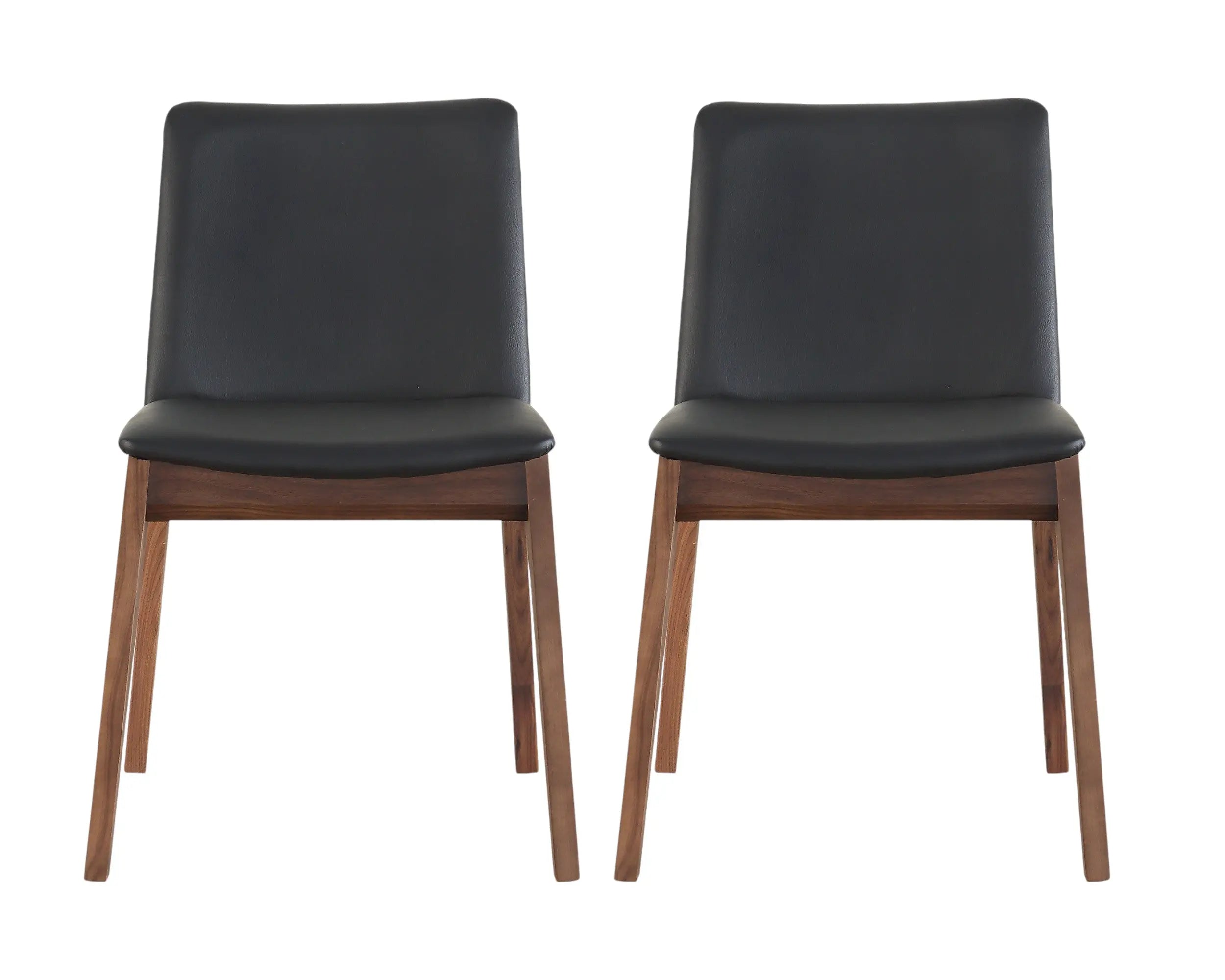 Set of Two Black and Walnut Upholstery Dining Side Chairs Homeroots Kitchen & Dining