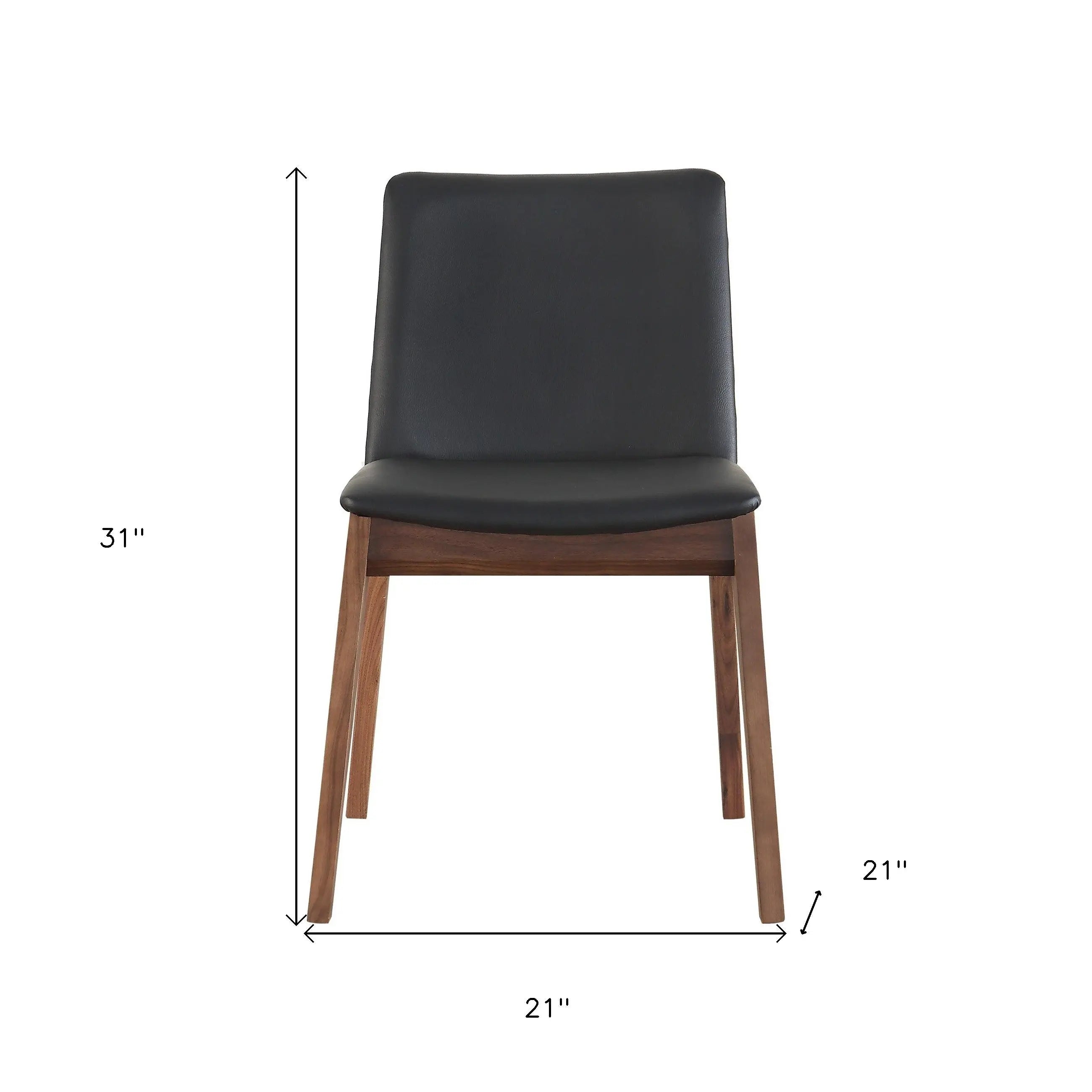 Set of Two Black and Walnut Upholstery Dining Side Chairs Homeroots Kitchen & Dining