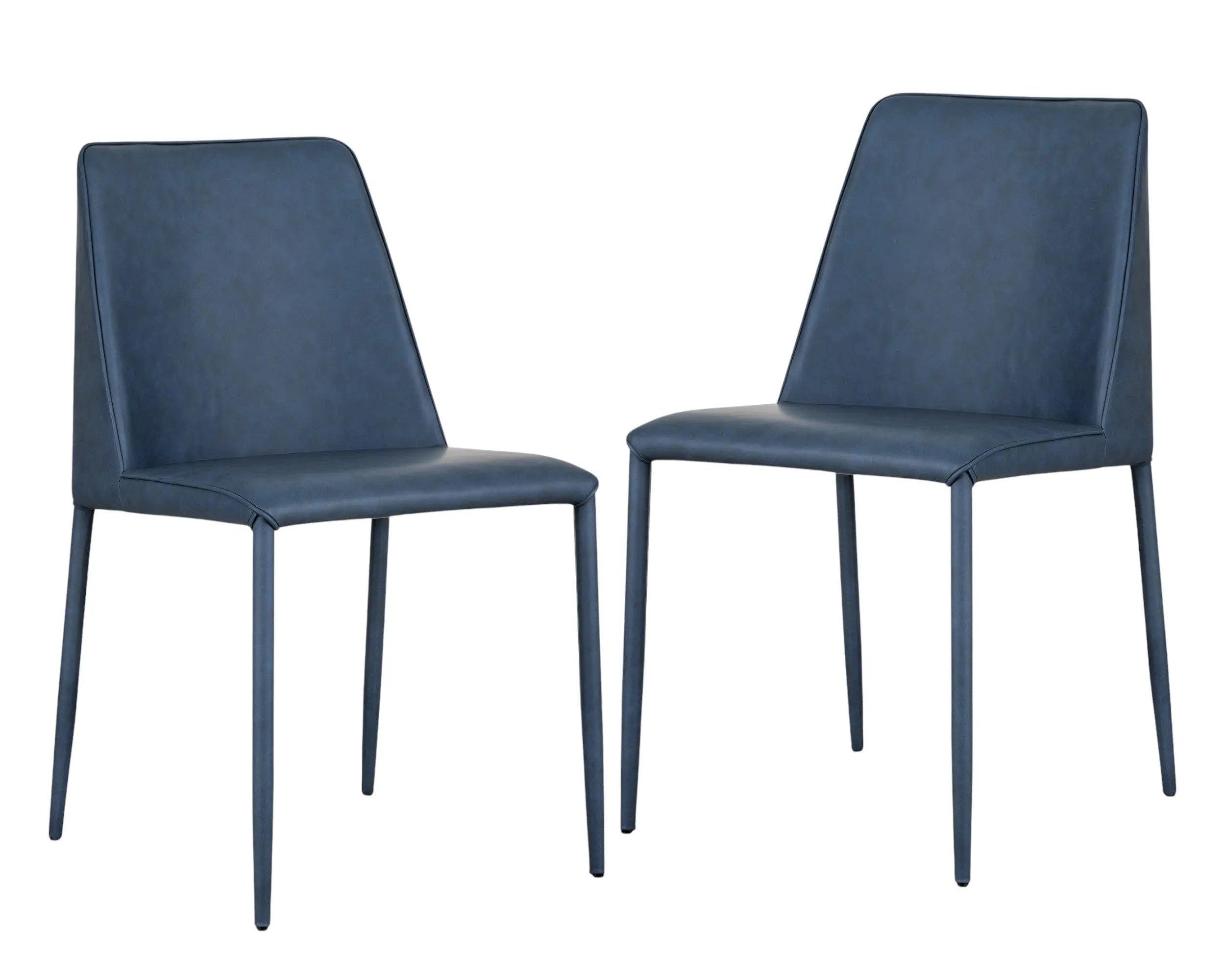 Set of Two Blue Faux Leather Dining Side Chairs Homeroots Kitchen & Dining