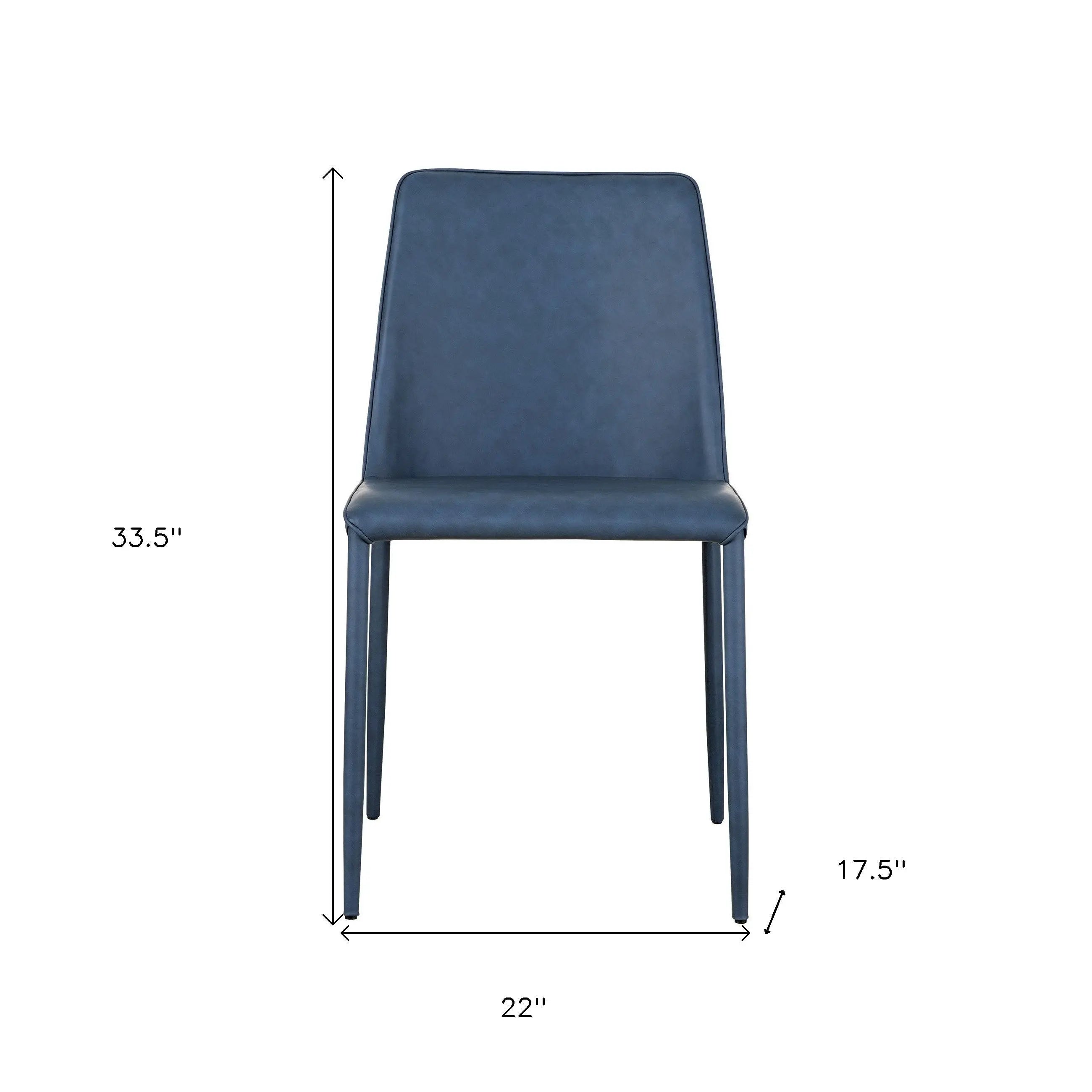 Set of Two Blue Faux Leather Dining Side Chairs Homeroots Kitchen & Dining