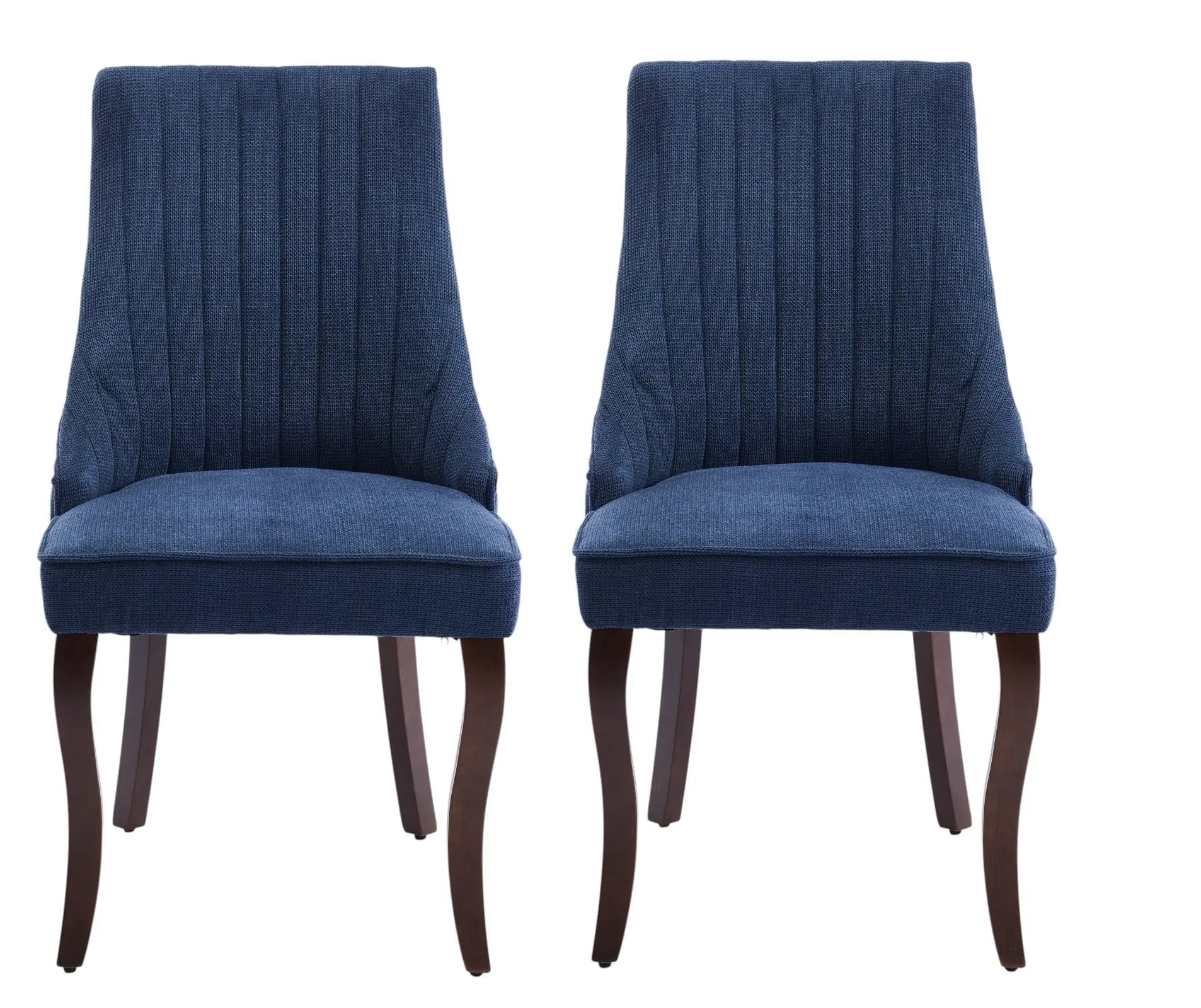 Set of Two Blue and Brown Tufted Dining Side Chairs Homeroots Kitchen & Dining