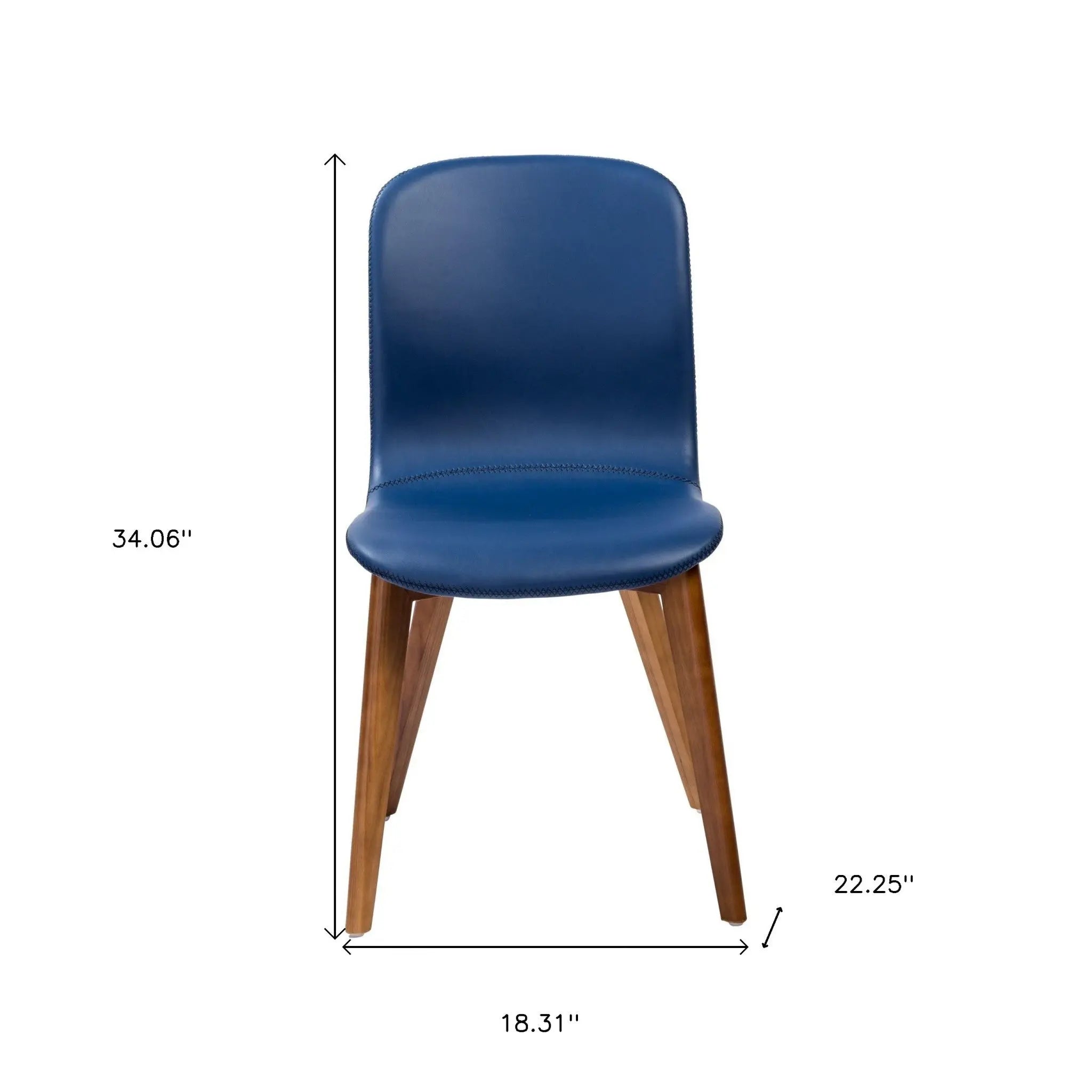 Set of Two Blue and Brown Upholstered Leather Dining Side Chairs Homeroots Kitchen & Dining