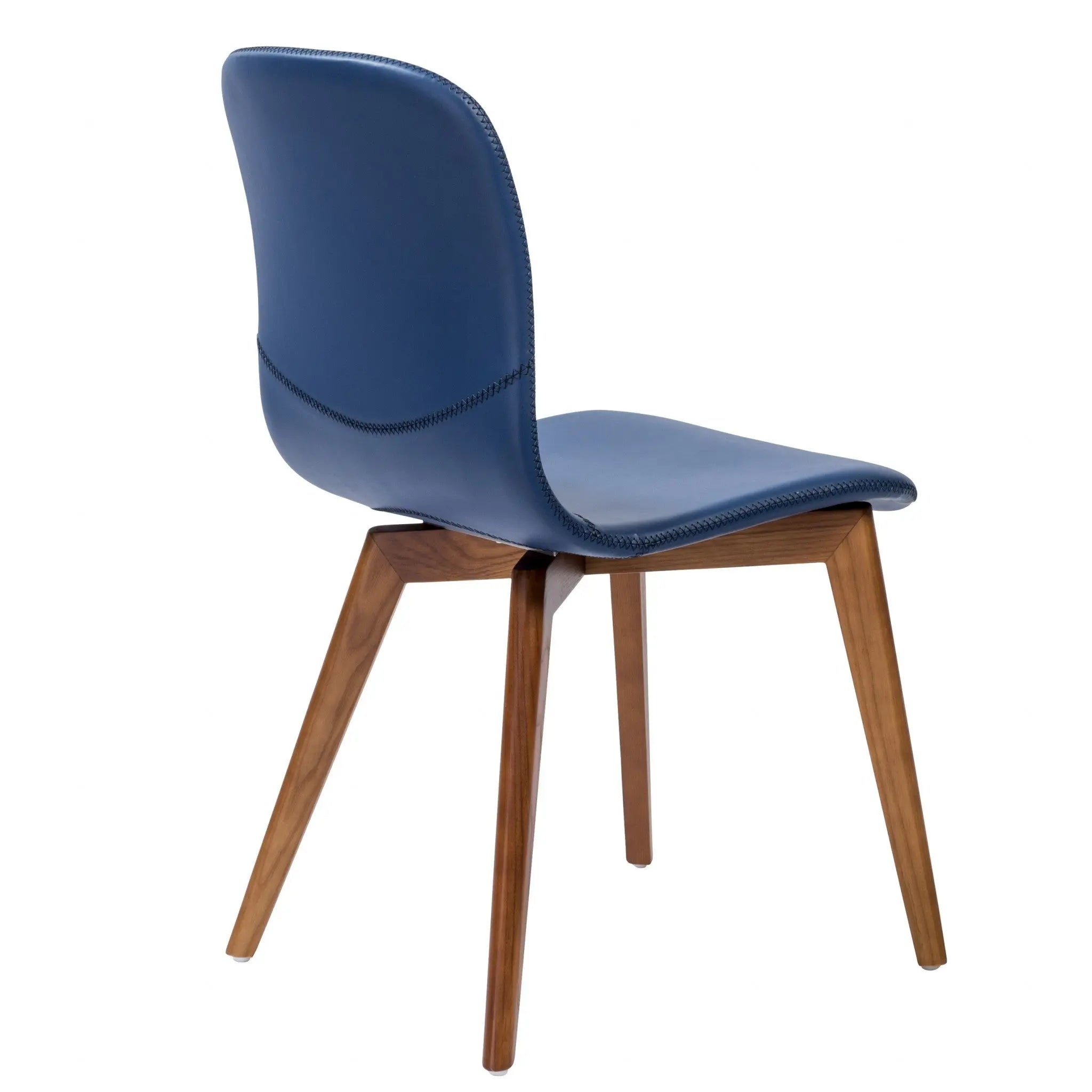 Set of Two Blue and Brown Upholstered Leather Dining Side Chairs Homeroots Kitchen & Dining