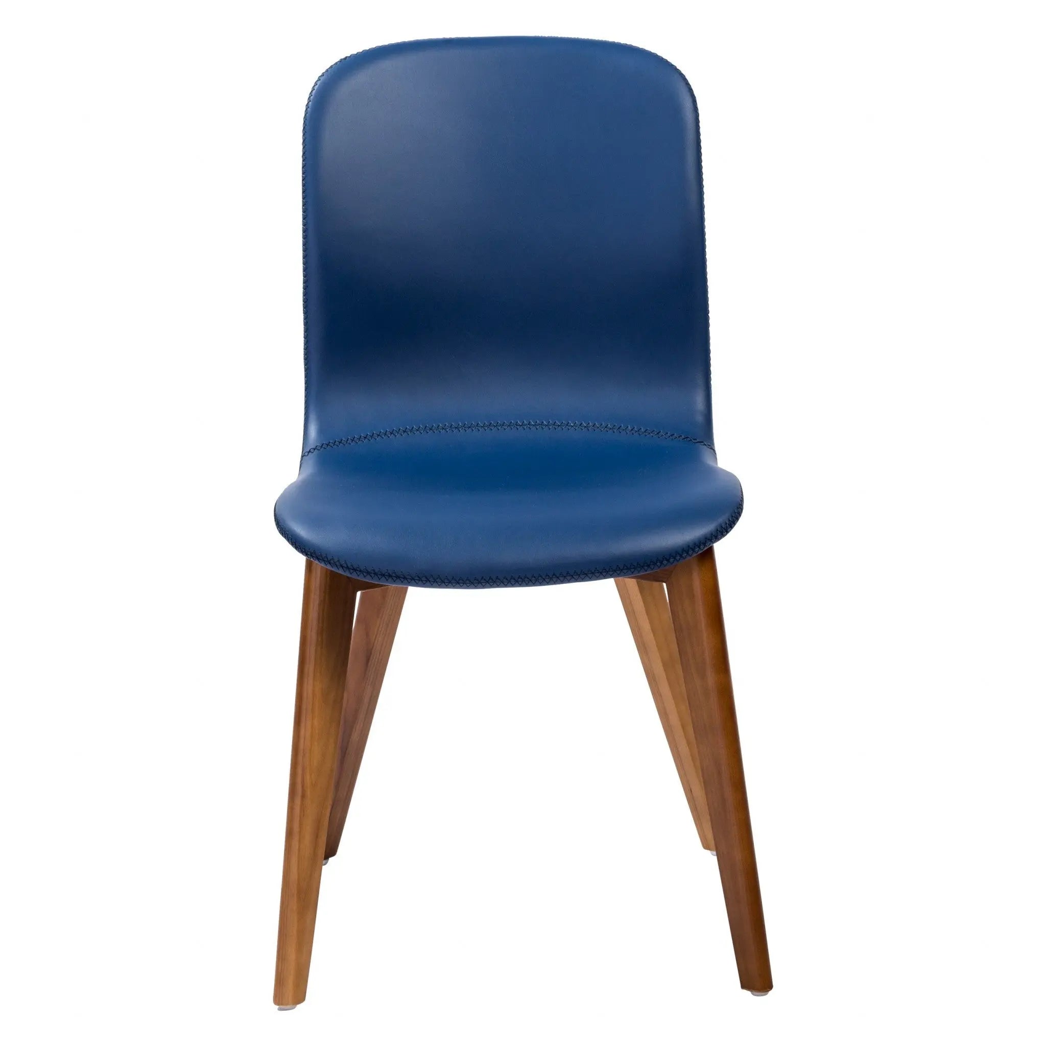 Set of Two Blue and Brown Upholstered Leather Dining Side Chairs Homeroots Kitchen & Dining