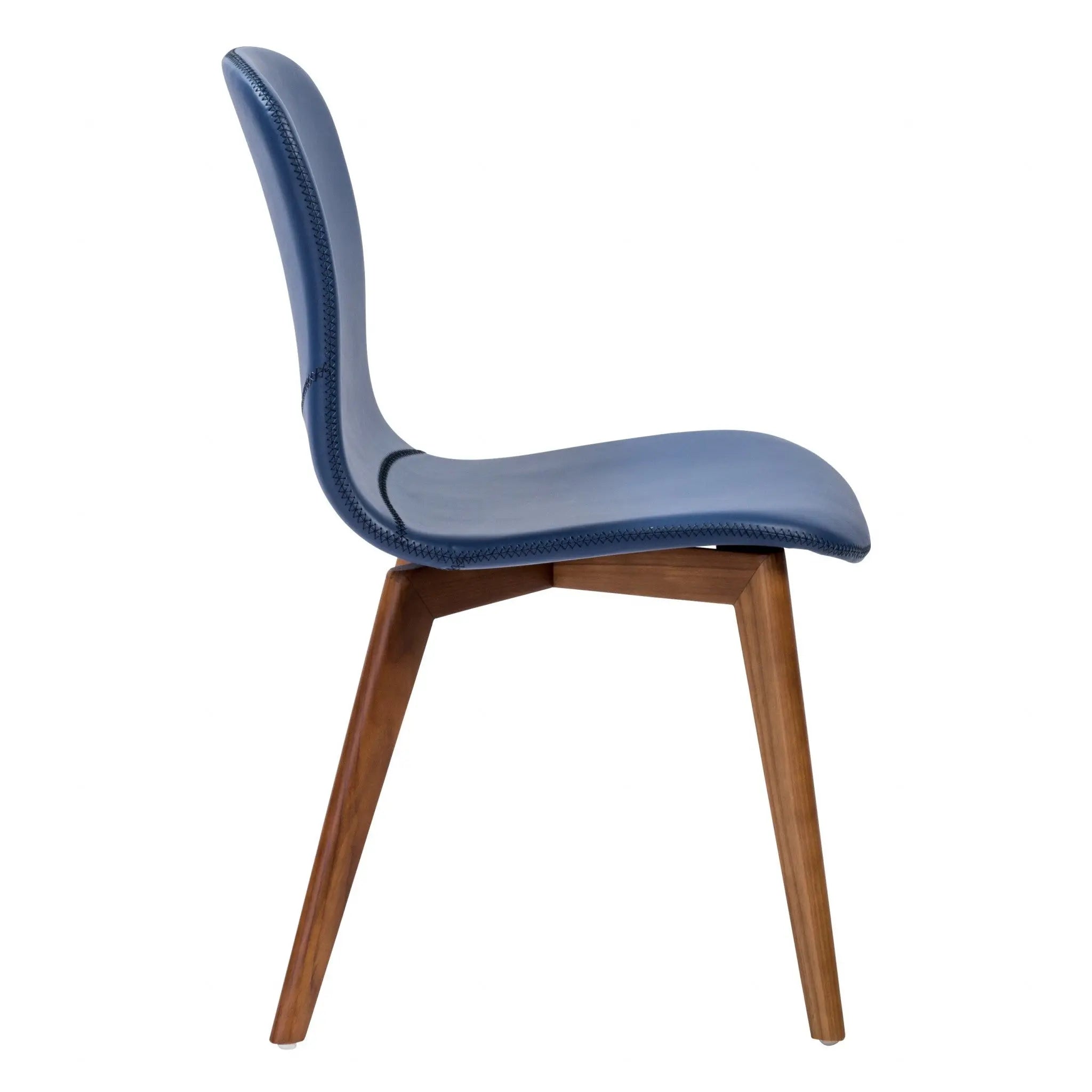 Set of Two Blue and Brown Upholstered Leather Dining Side Chairs Homeroots Kitchen & Dining