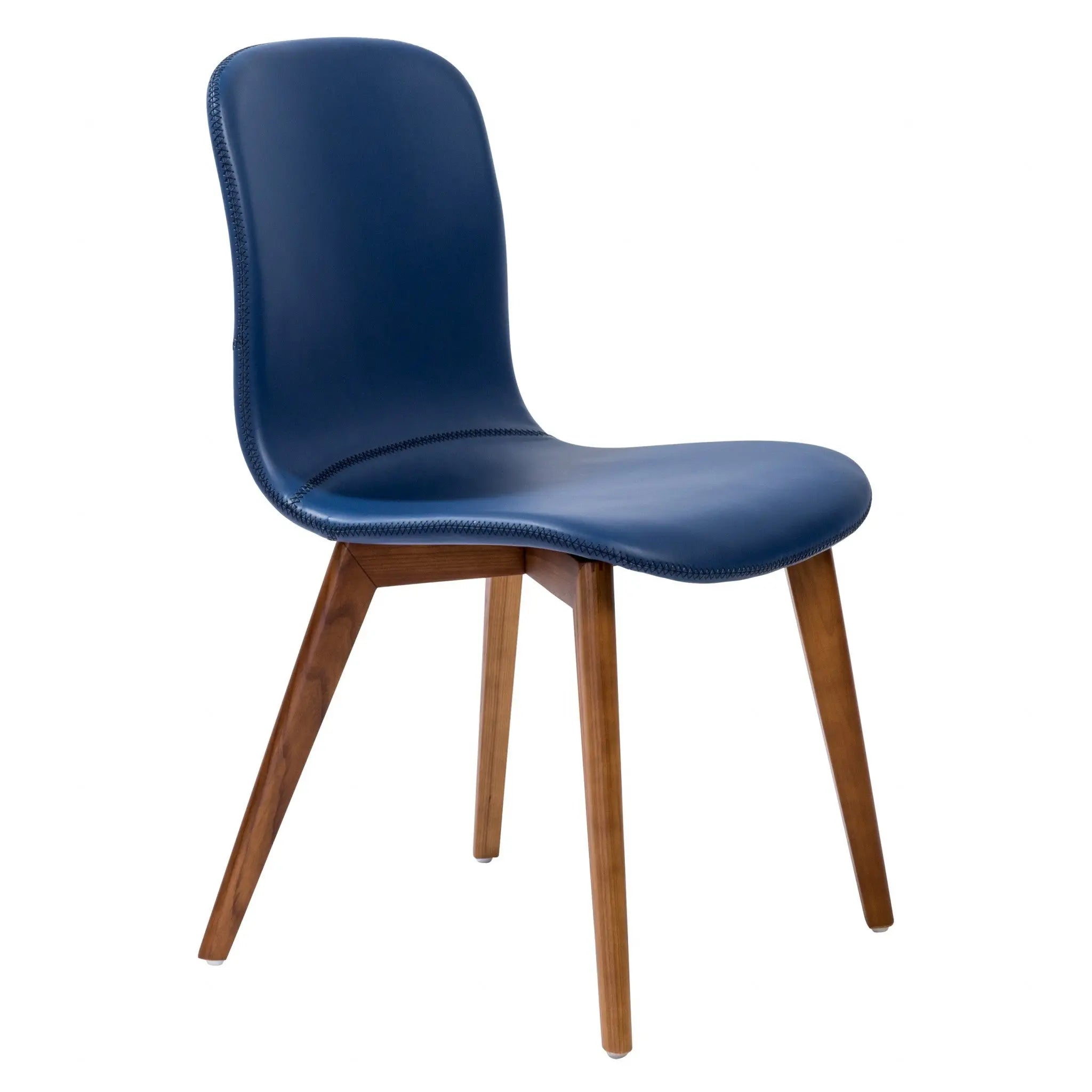 Set of Two Blue and Brown Upholstered Leather Dining Side Chairs Homeroots Kitchen & Dining