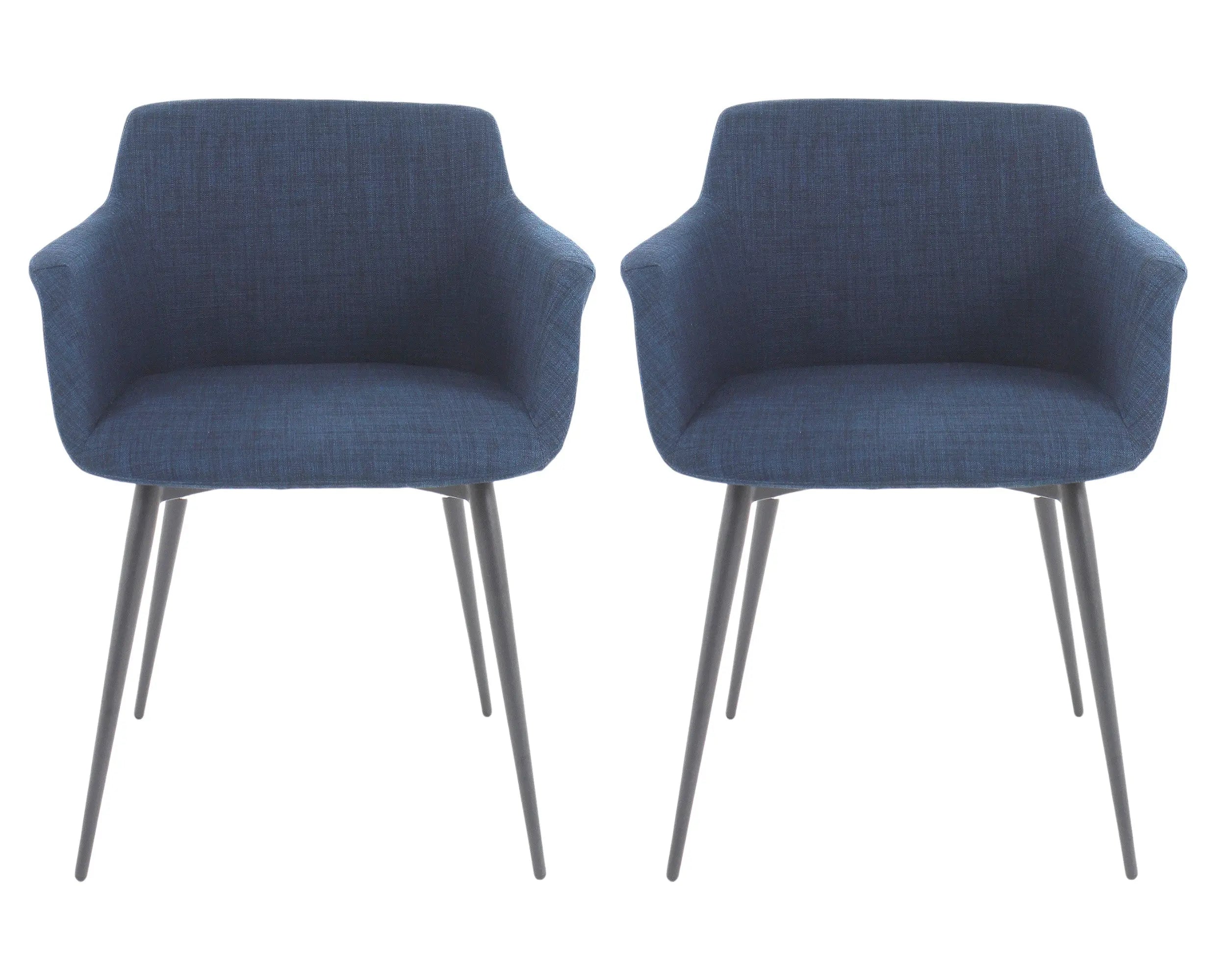Set of Two Blue and Silver Fabric Dining Arm Chairs Homeroots Kitchen & Dining