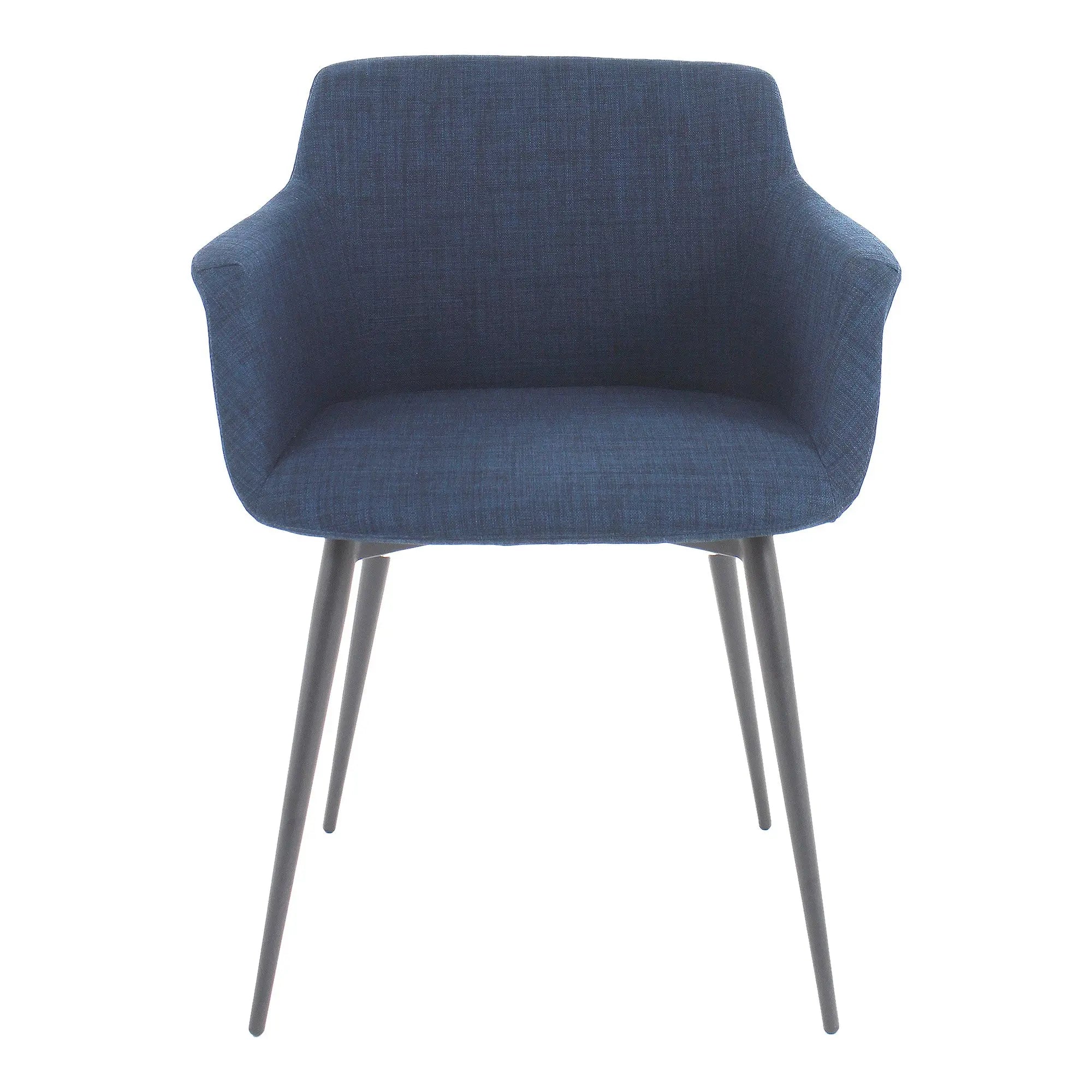 Set of Two Blue and Silver Fabric Dining Arm Chairs Homeroots Kitchen & Dining