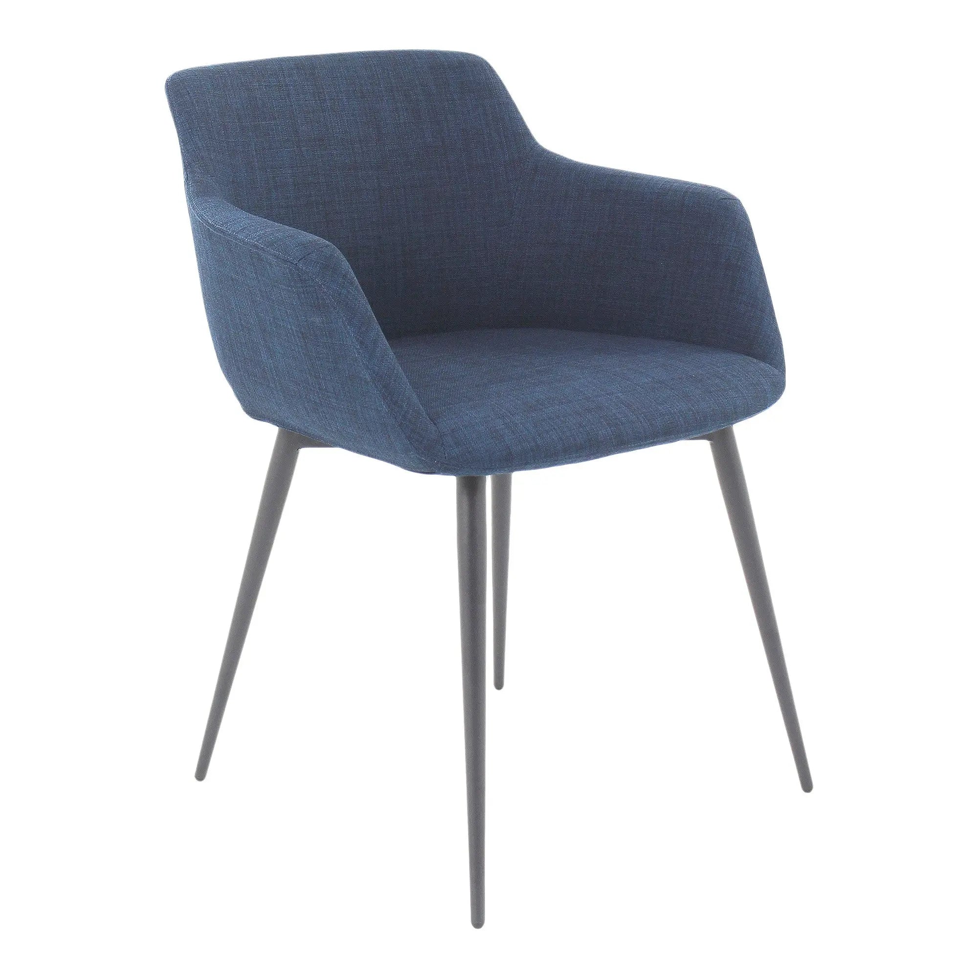 Set of Two Blue and Silver Fabric Dining Arm Chairs Homeroots Kitchen & Dining
