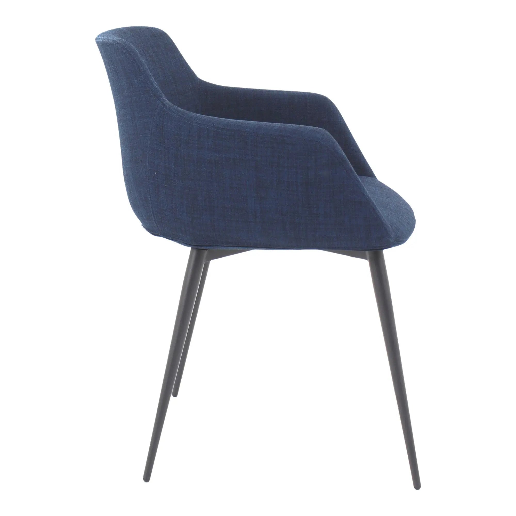 Set of Two Blue and Silver Fabric Dining Arm Chairs Homeroots Kitchen & Dining