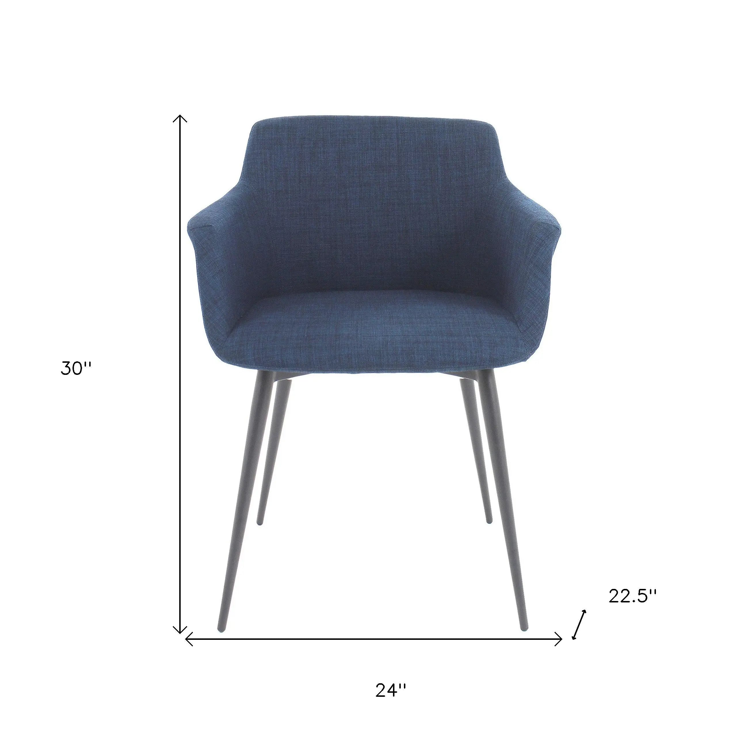 Set of Two Blue and Silver Fabric Dining Arm Chairs Homeroots Kitchen & Dining