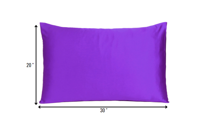 Set of Two Bright Purple Dreamy Silky Satin Queen Pillowcases Homeroots Bed & Bath