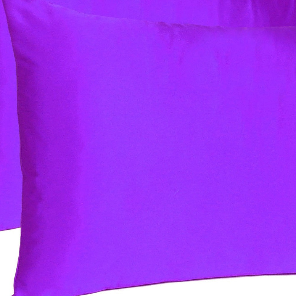 Set of Two Bright Purple Dreamy Silky Satin Queen Pillowcases Homeroots Bed & Bath