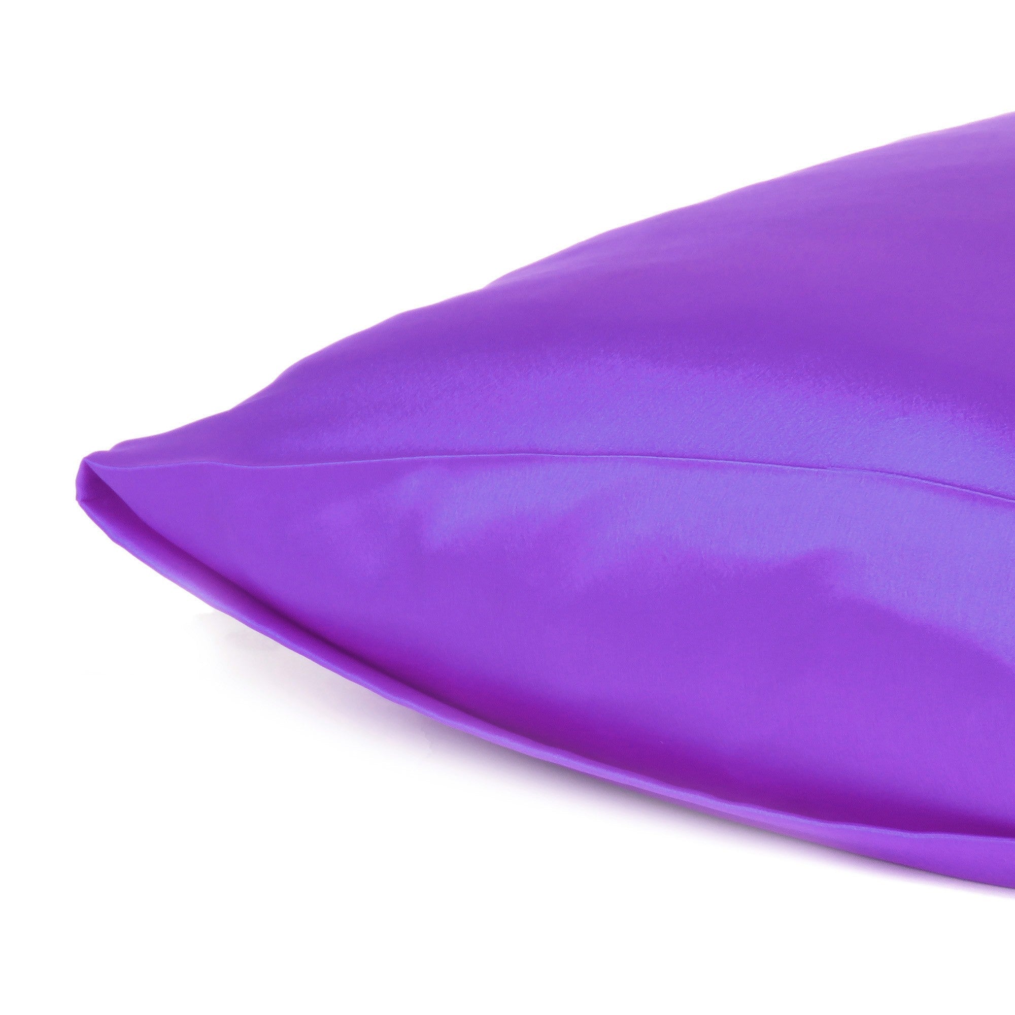 Set of Two Bright Purple Dreamy Silky Satin Queen Pillowcases Homeroots Bed & Bath