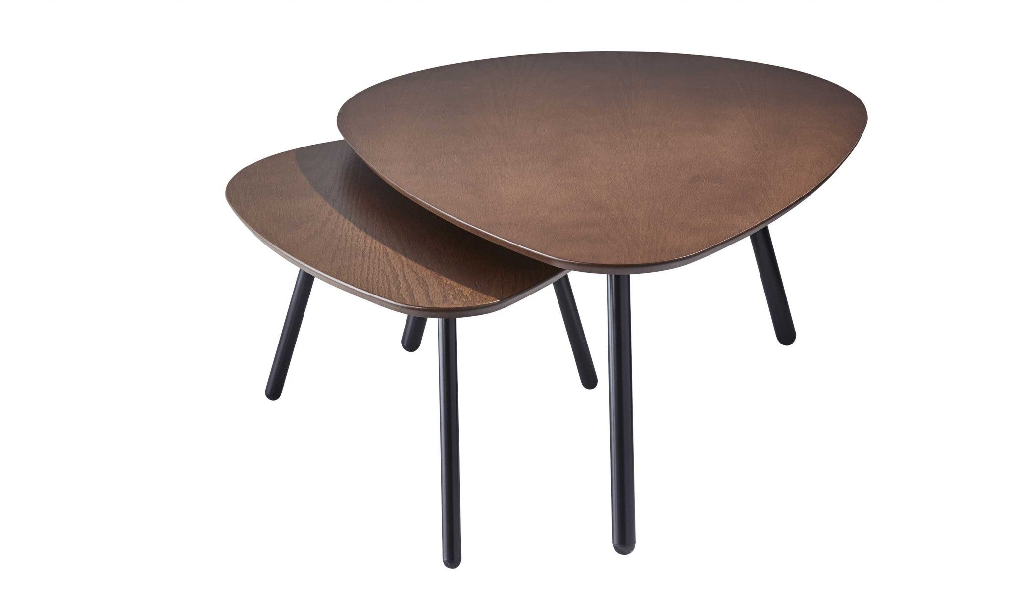 Set of Two Brown And Black Wood And Metal Oval Nested Tables - GreatEagleInc