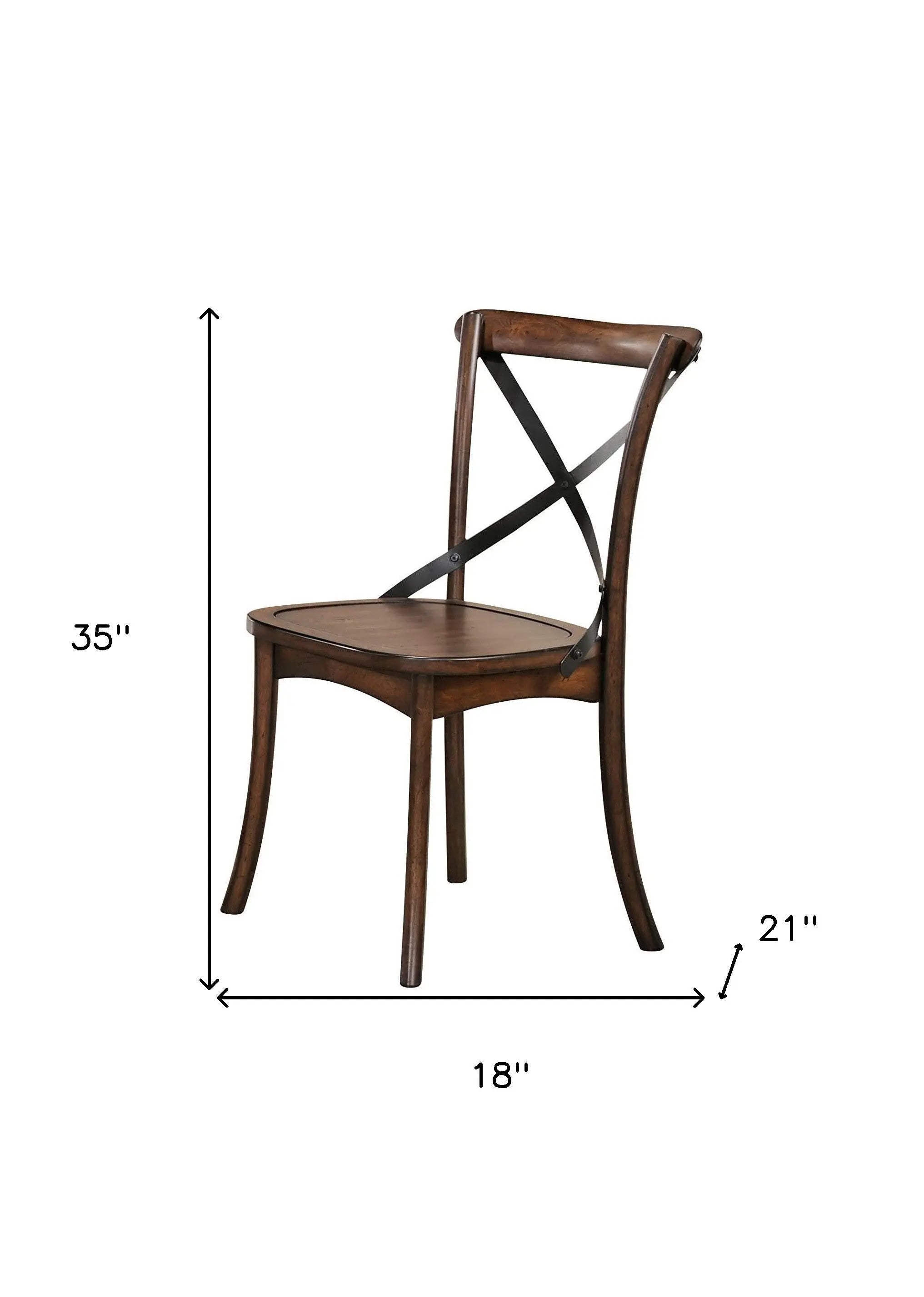 Set of Two Brown Cross Back Dining Side Chairs Homeroots Kitchen & Dining