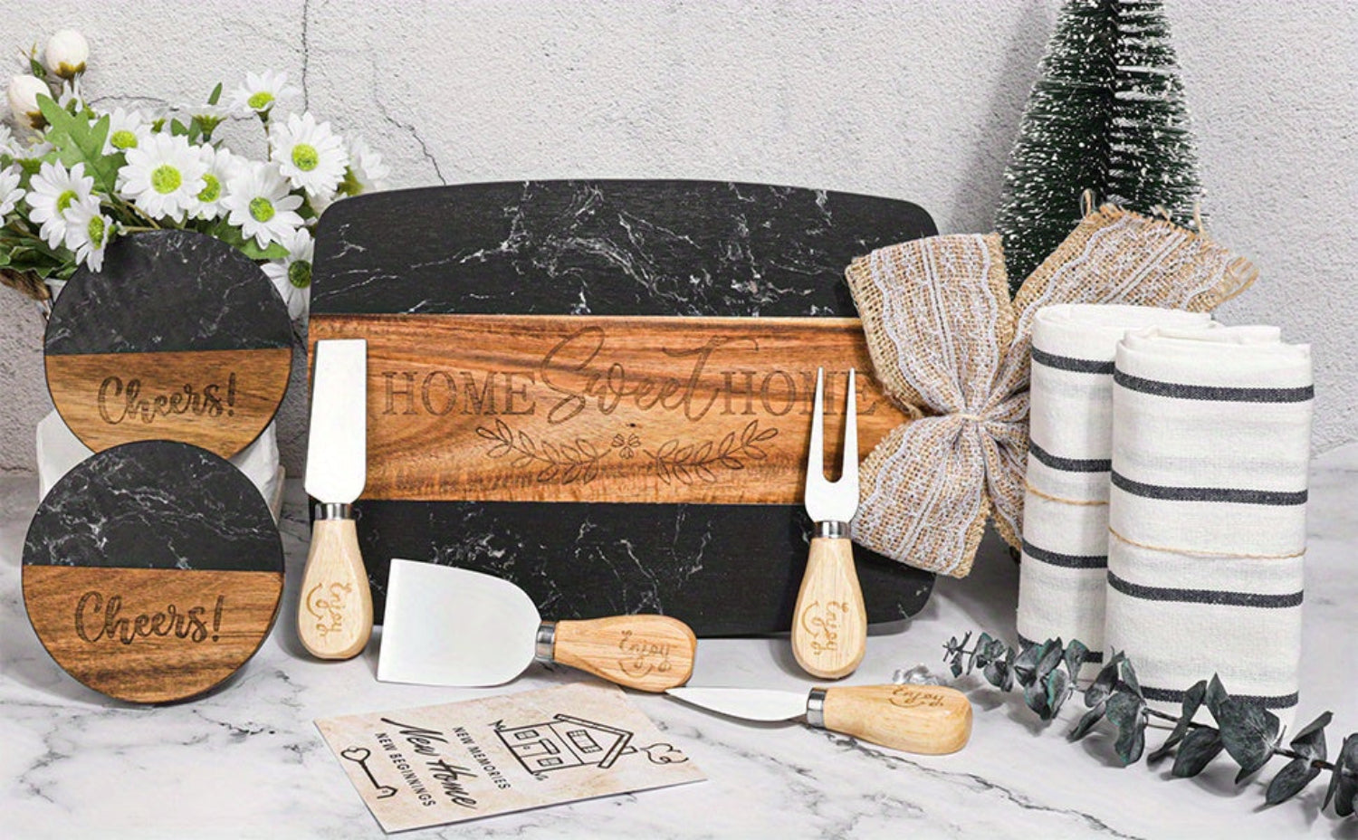 Set of Two Brown Live Edge Solid Wood Cooking Utensil Sets Homeroots Kitchen & Dining