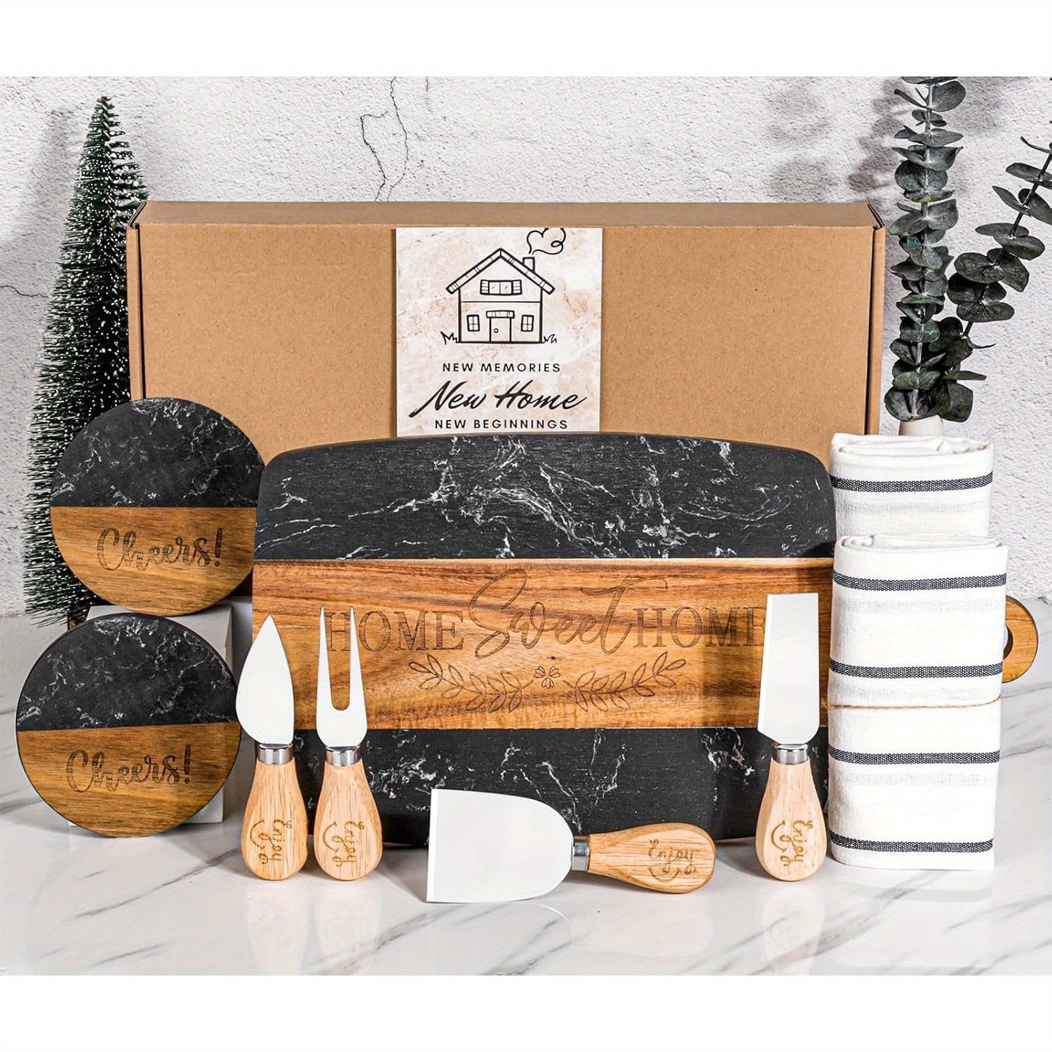 Set of Two Brown Live Edge Solid Wood Cooking Utensil Sets Homeroots Kitchen & Dining