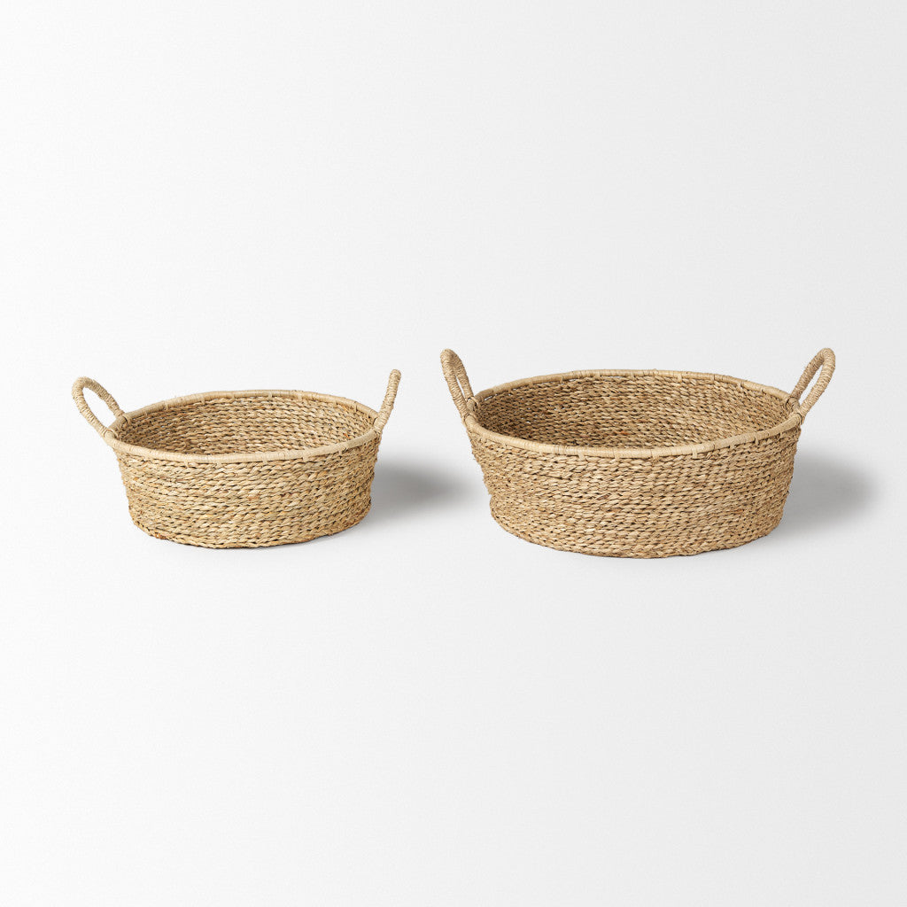 Set of Two Brown Seagrass Basket Homeroots Office