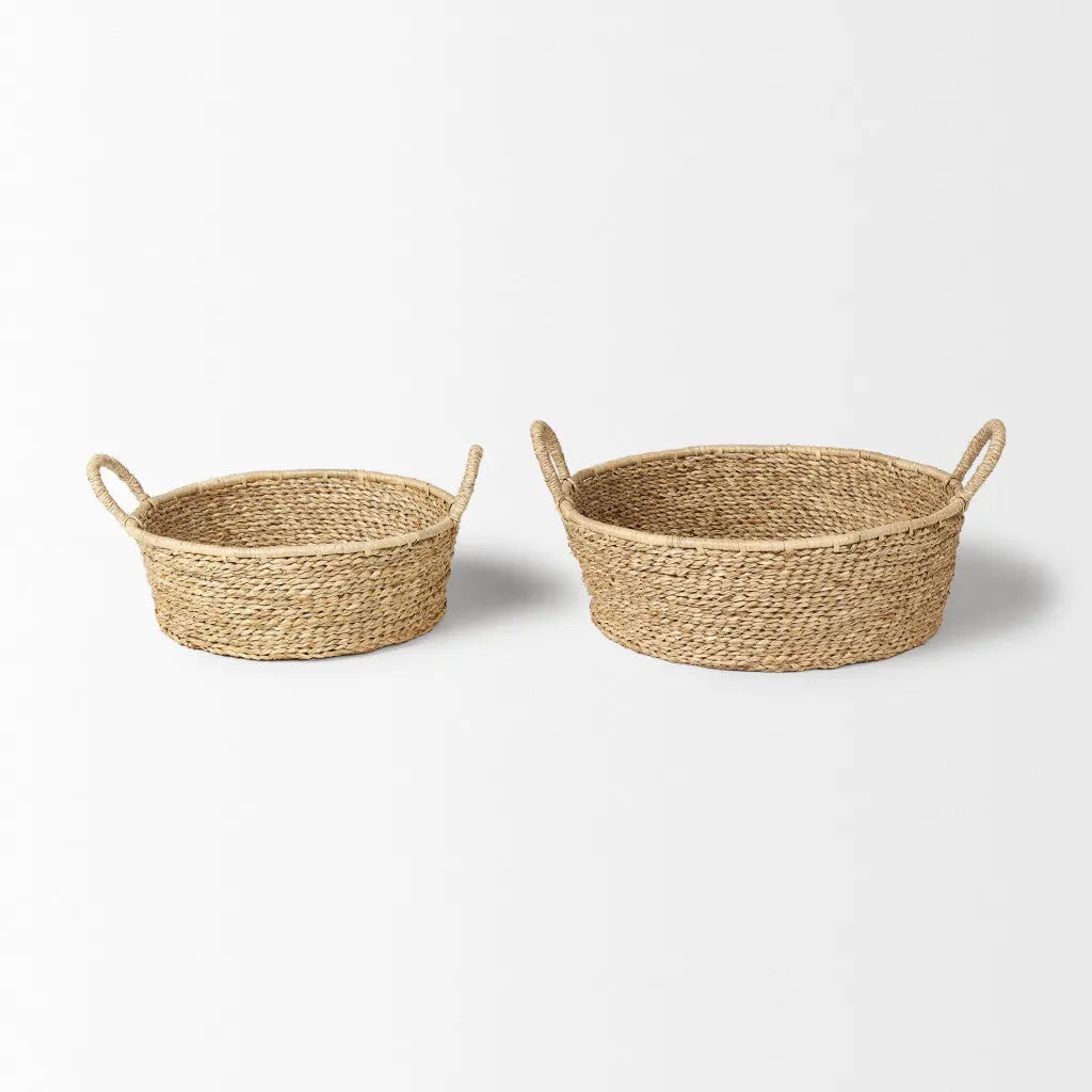 Set of Two Brown Seagrass Basket Homeroots Office