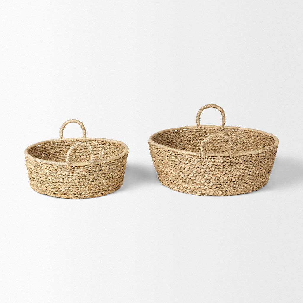 Set of Two Brown Seagrass Basket Homeroots Office