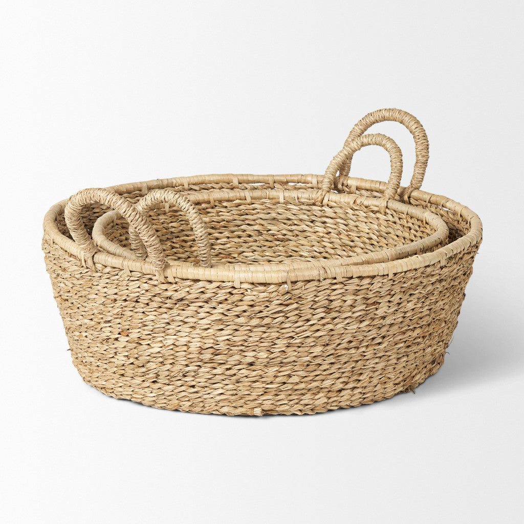 Set of Two Brown Seagrass Basket Homeroots Office