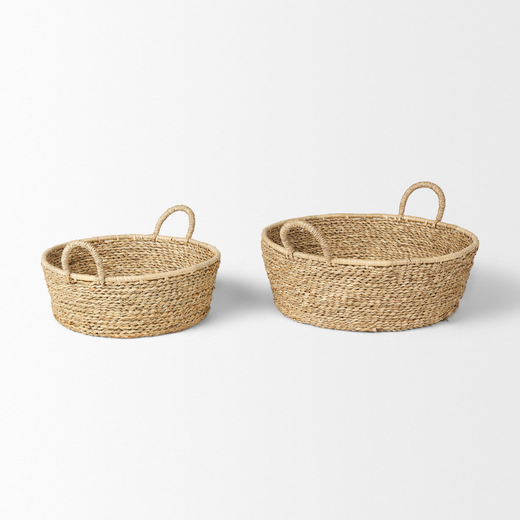 Set of Two Brown Seagrass Basket Homeroots Office