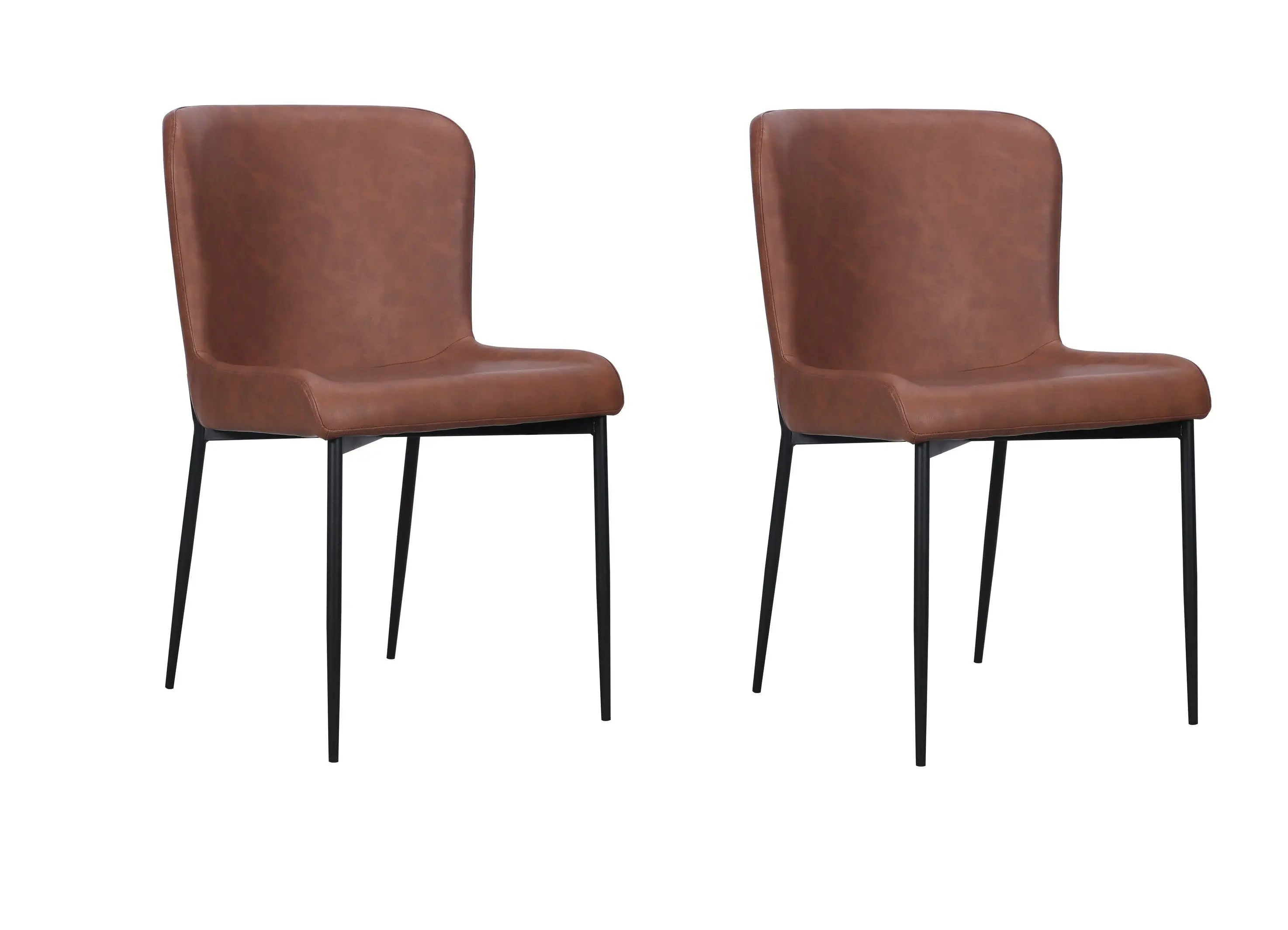 Set of Two Brown Slipcovered Faux Leather Dining Side Chairs Homeroots Kitchen & Dining