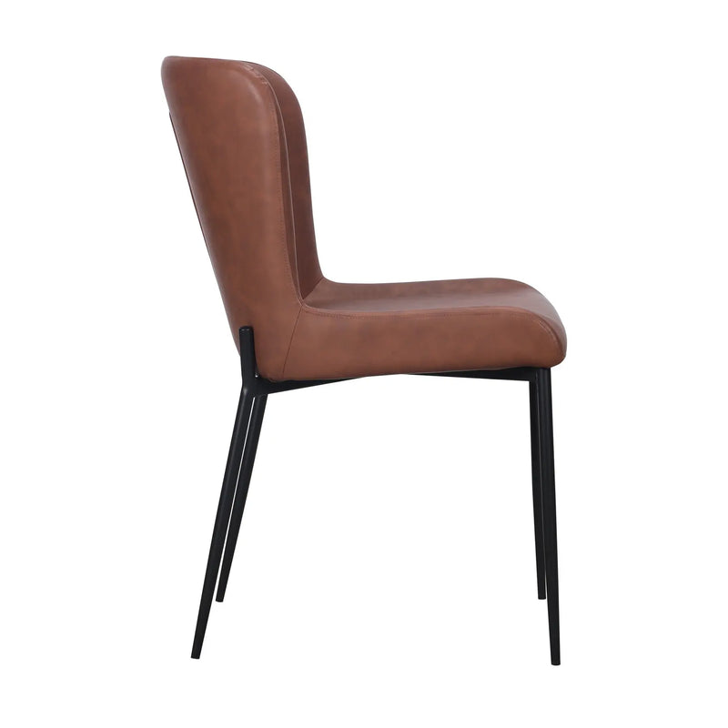 Set of Two Brown Slipcovered Faux Leather Dining Side Chairs Homeroots Kitchen & Dining