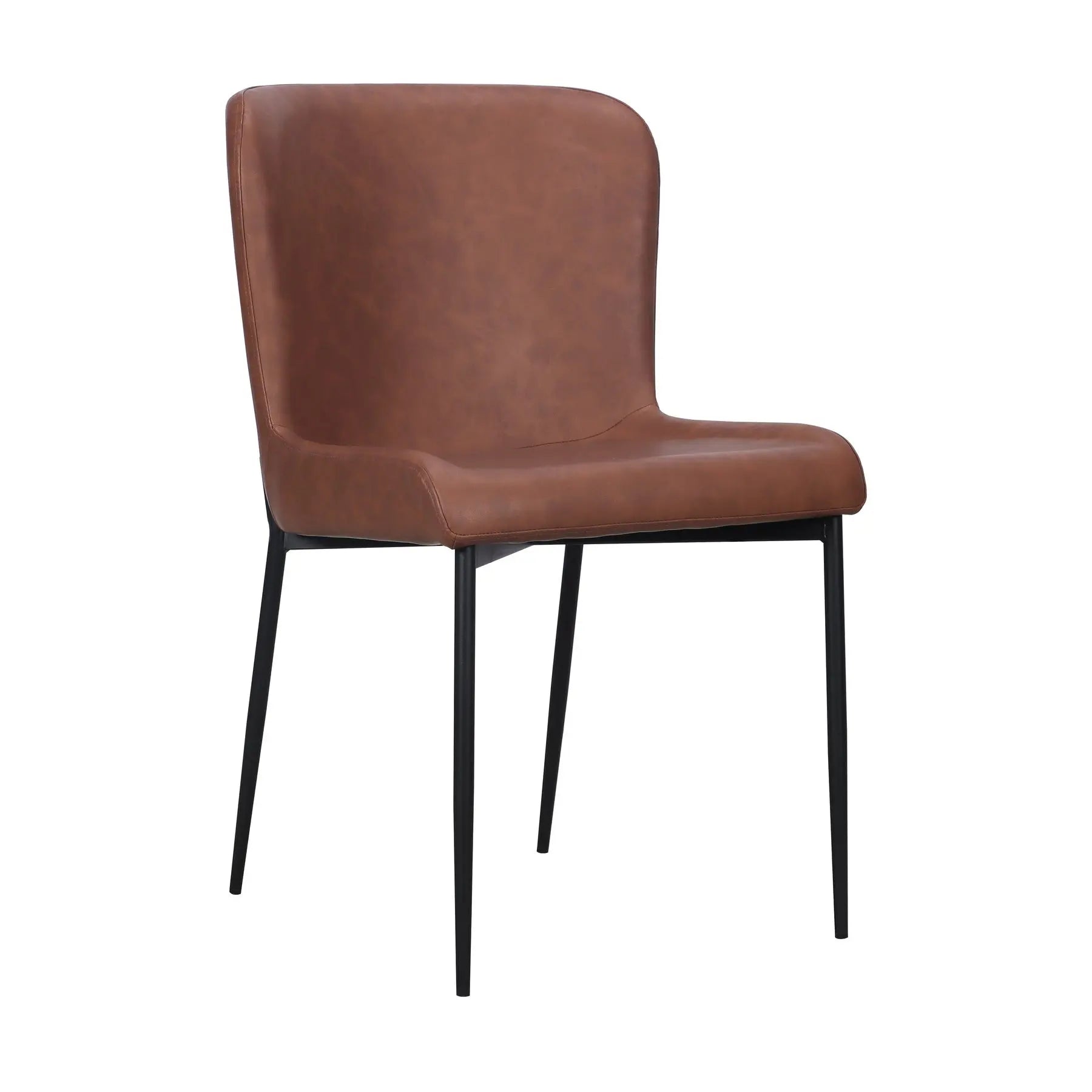 Set of Two Brown Slipcovered Faux Leather Dining Side Chairs Homeroots Kitchen & Dining