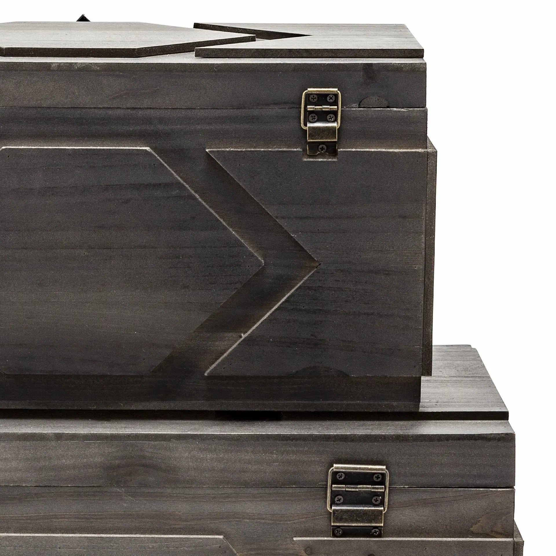 Set of Two Brown Solid Wood Box With Lid Homeroots Office