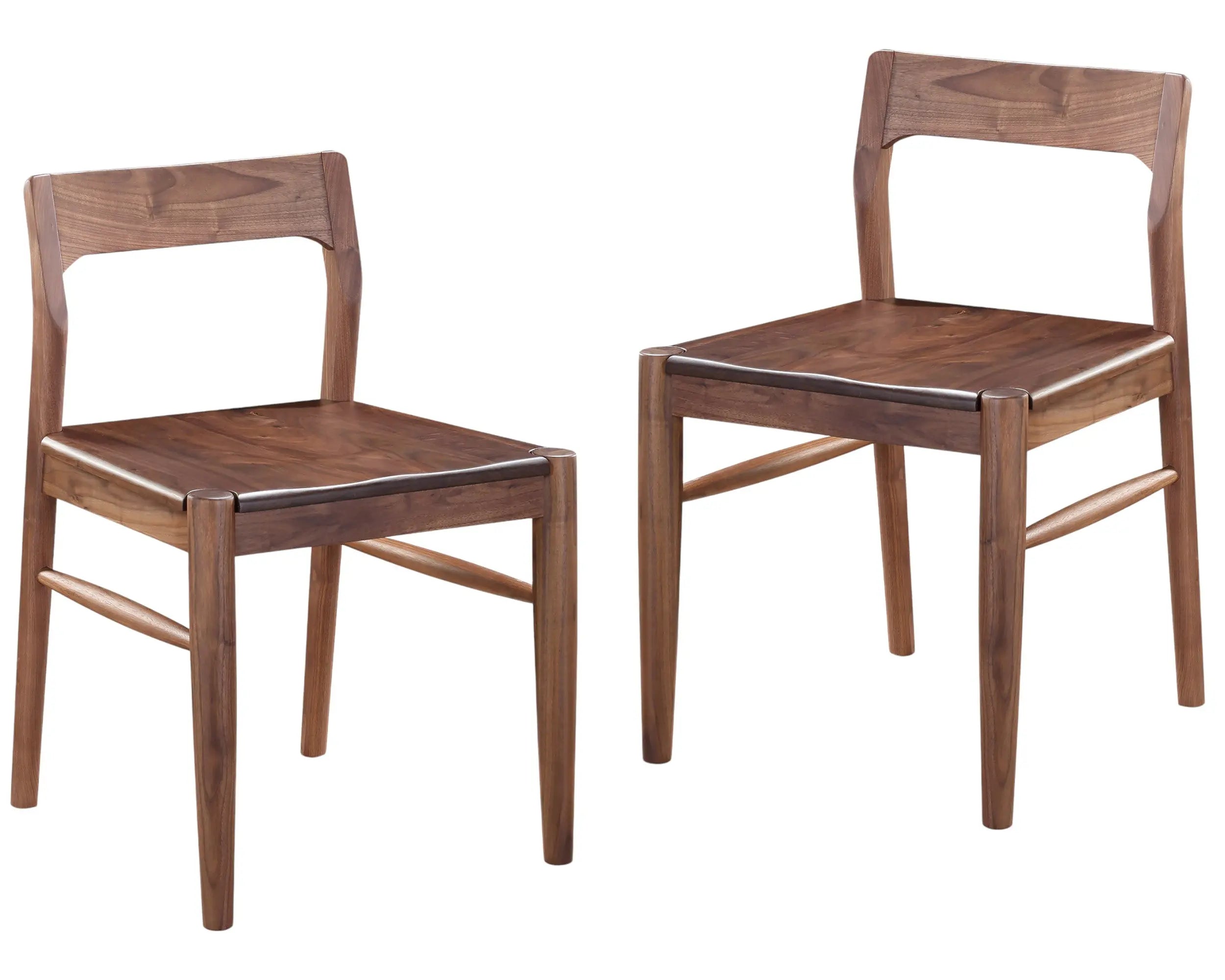 Set of Two Brown Solid Wood Open Back Dining Side Chairs Homeroots Kitchen & Dining