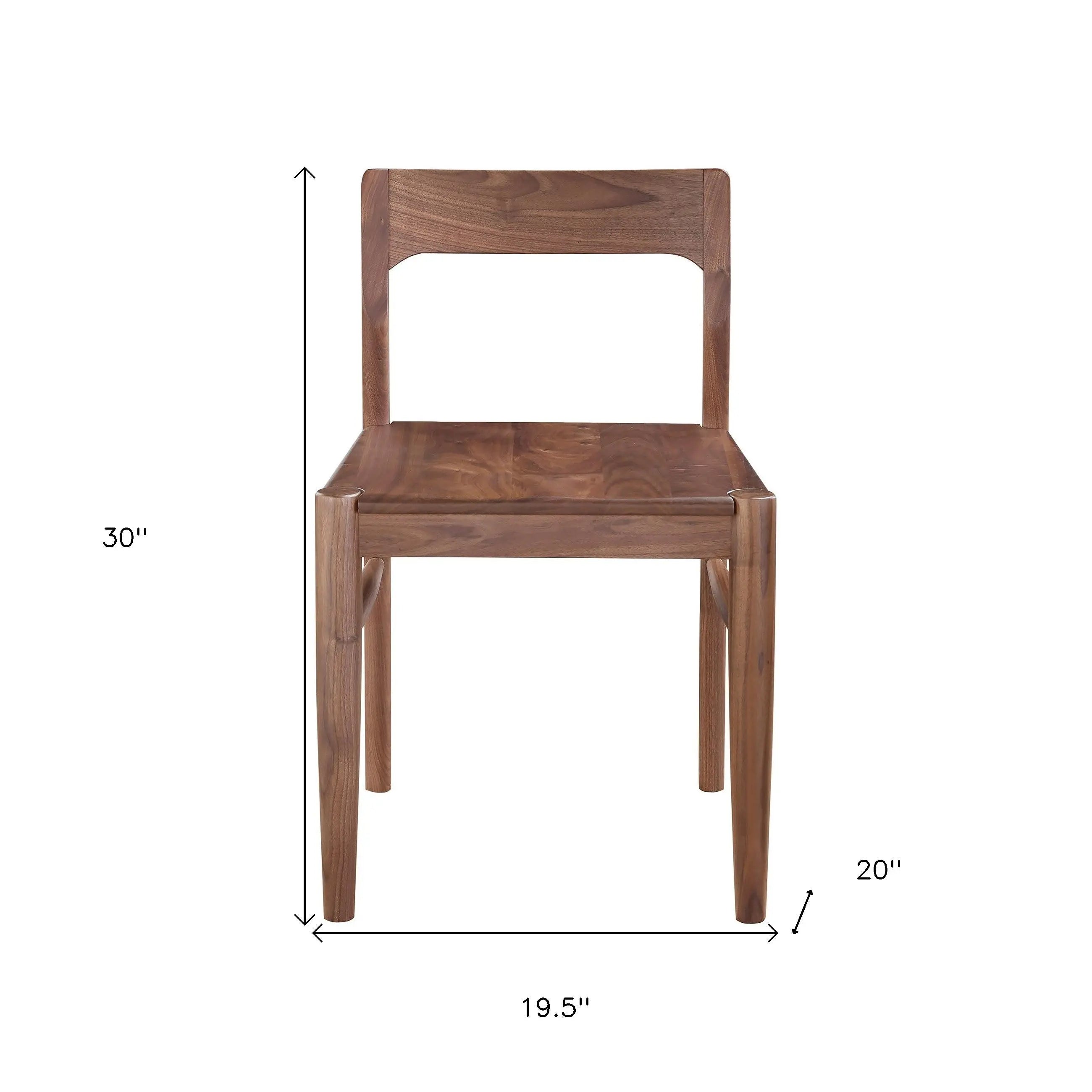 Set of Two Brown Solid Wood Open Back Dining Side Chairs Homeroots Kitchen & Dining