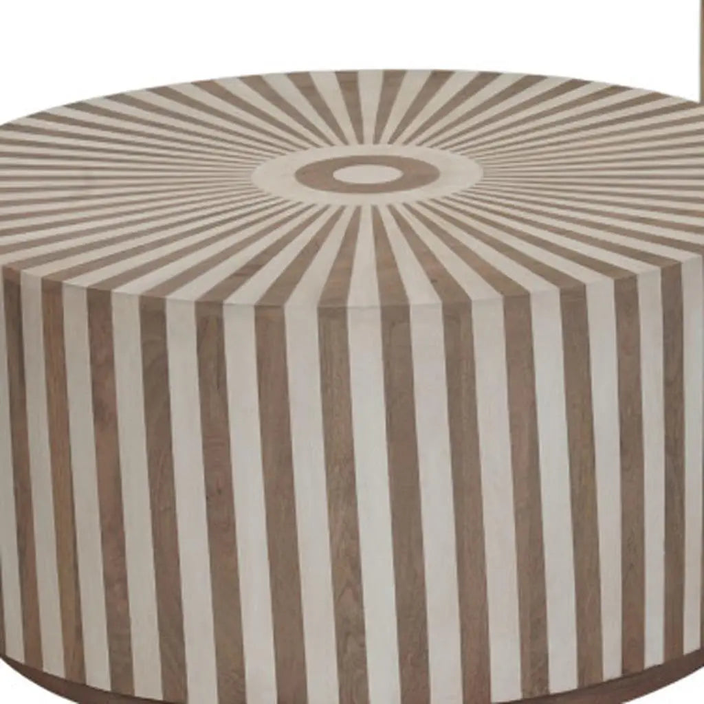 Set of Two Brown Solid Wood Round Drum Furniture Set Homeroots Living Room