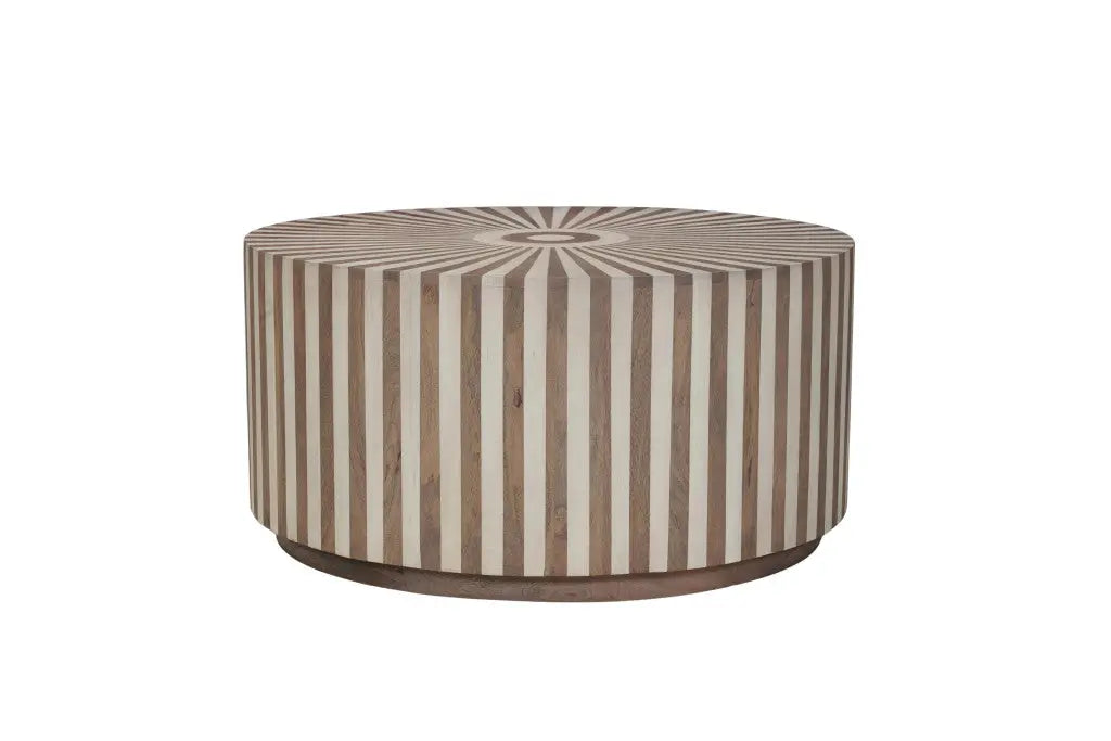 Set of Two Brown Solid Wood Round Drum Furniture Set Homeroots Living Room