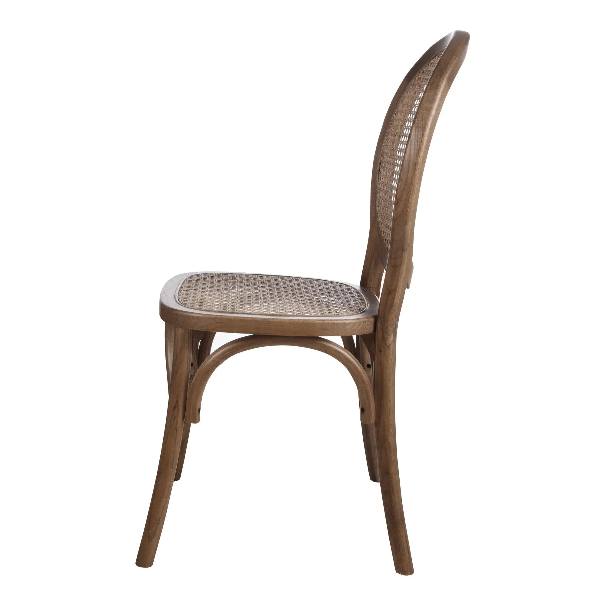 Set of Two Brown Solid Wood and Rattan King Louis Back Dining Arm Chairs Homeroots Kitchen & Dining