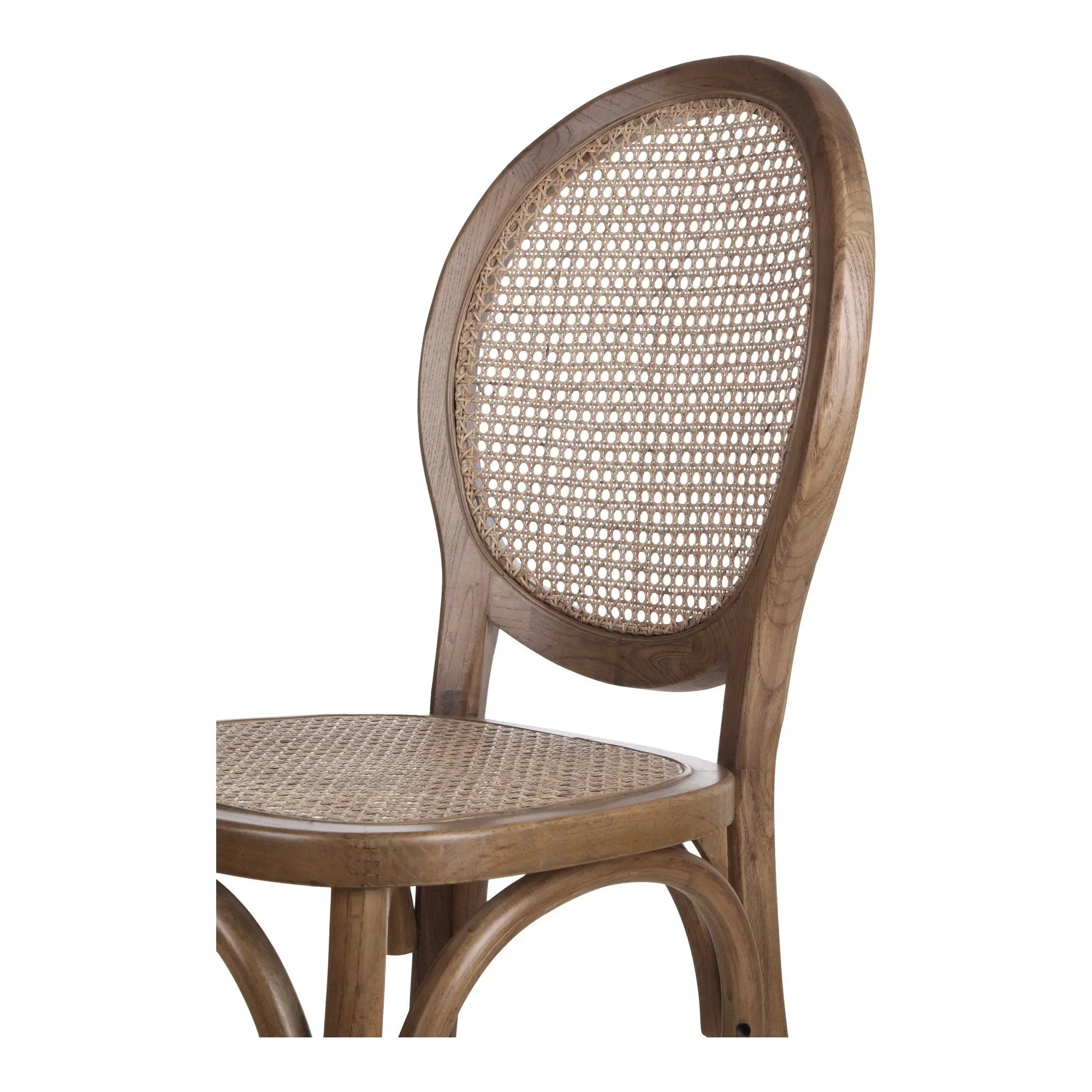 Set of Two Brown Solid Wood and Rattan King Louis Back Dining Arm Chairs Homeroots Kitchen & Dining