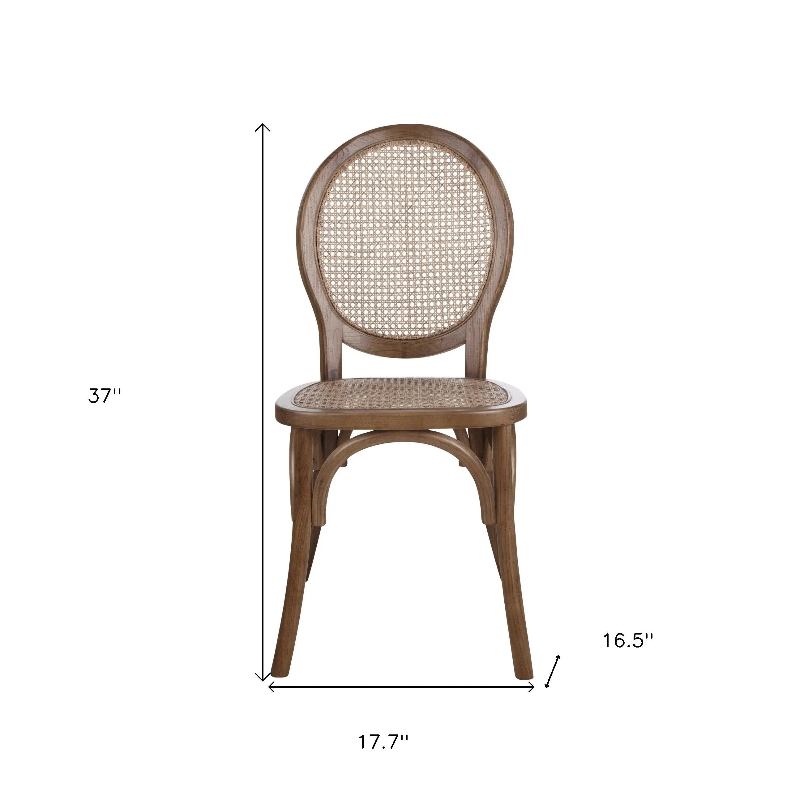 Set of Two Brown Solid Wood and Rattan King Louis Back Dining Arm Chairs Homeroots Kitchen & Dining