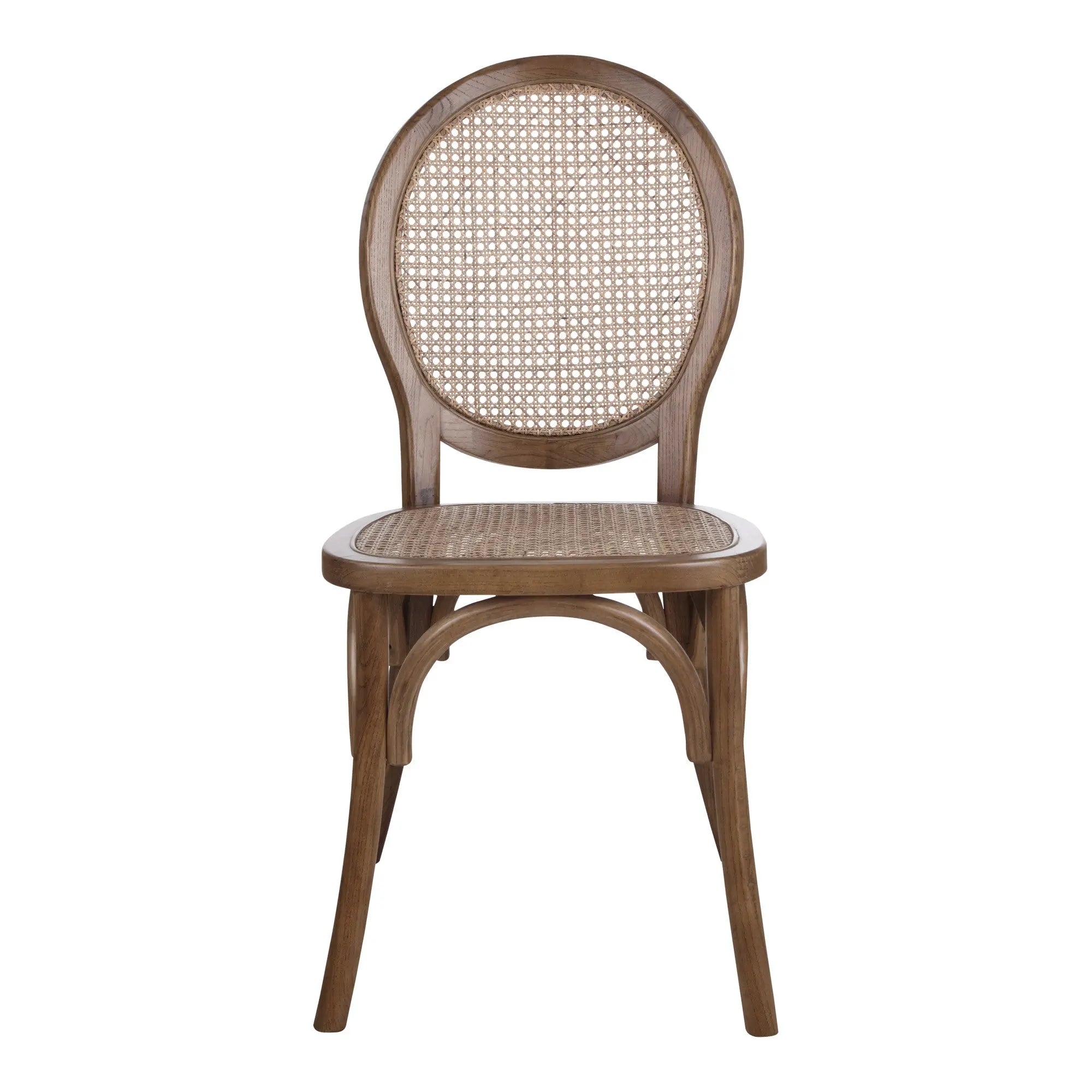 Set of Two Brown Solid Wood and Rattan King Louis Back Dining Arm Chairs Homeroots Kitchen & Dining
