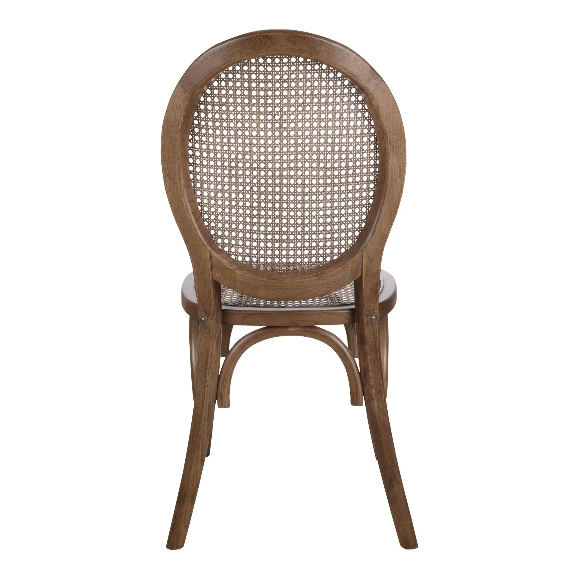 Set of Two Brown Solid Wood and Rattan King Louis Back Dining Arm Chairs Homeroots Kitchen & Dining